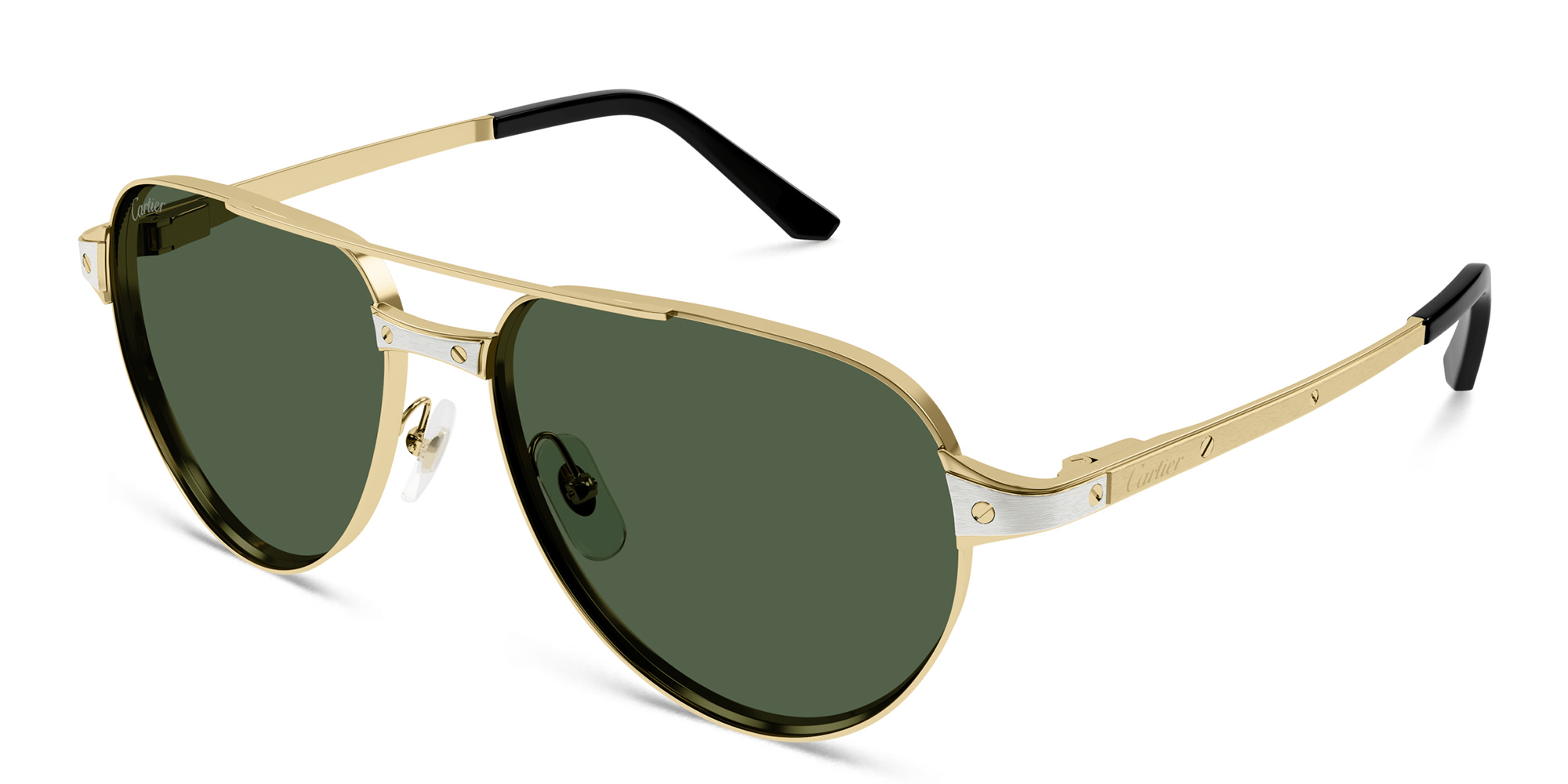 تسوق نظارات شمسية سانتوس دو كارتييه طراز بايلوت كارتييه بلون ذهبي أونلاين.