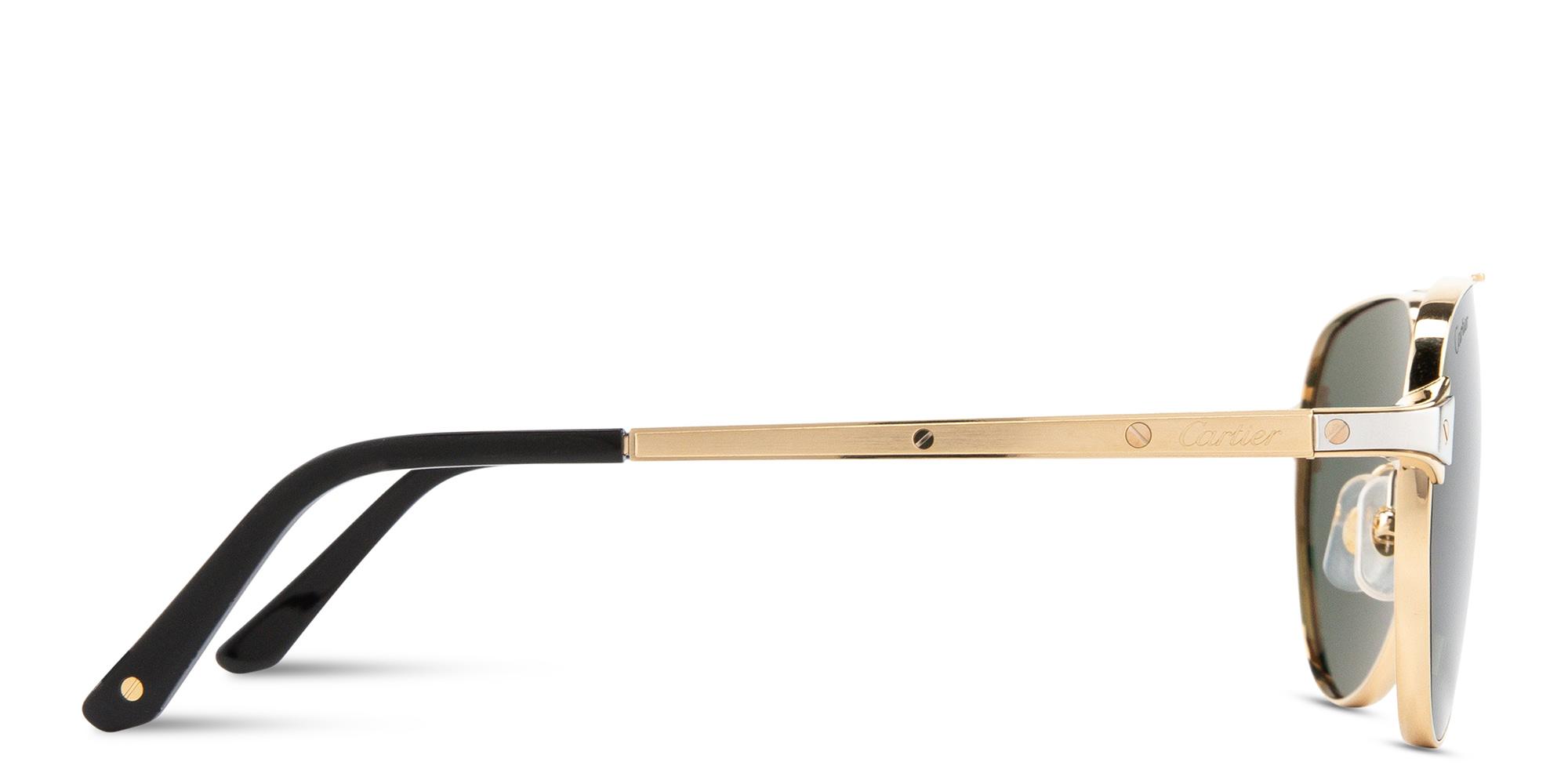 Shop Cartier Santos de Cartier Pilot Sunglasses in Gold online.