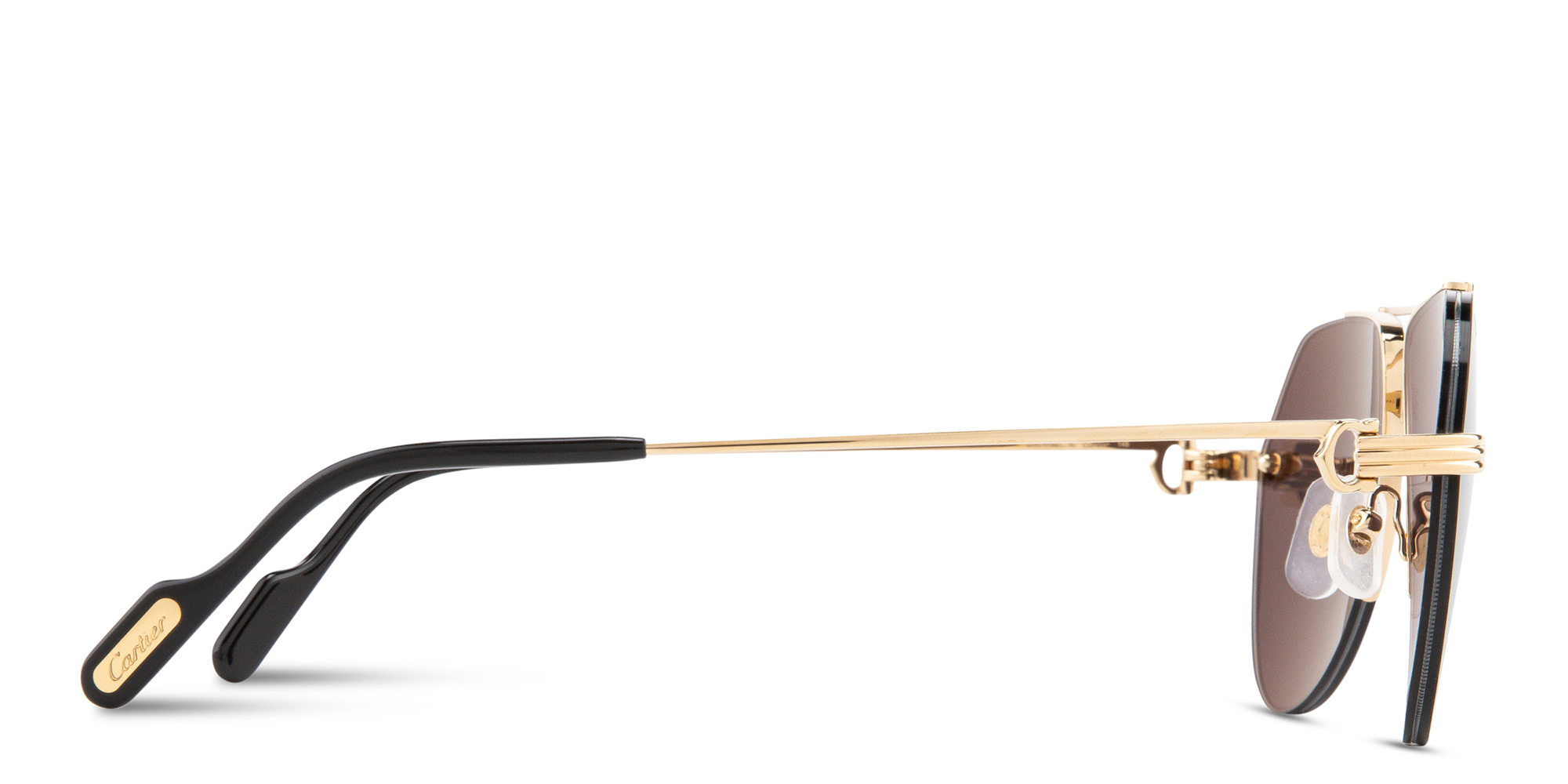 Shop Cartier Première de Cartier Half-Rim Pilot Sunglasses in Gold online.