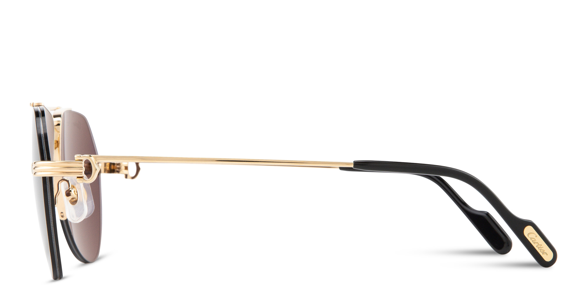 Shop Cartier Première de Cartier Half-Rim Pilot Sunglasses in Gold online.