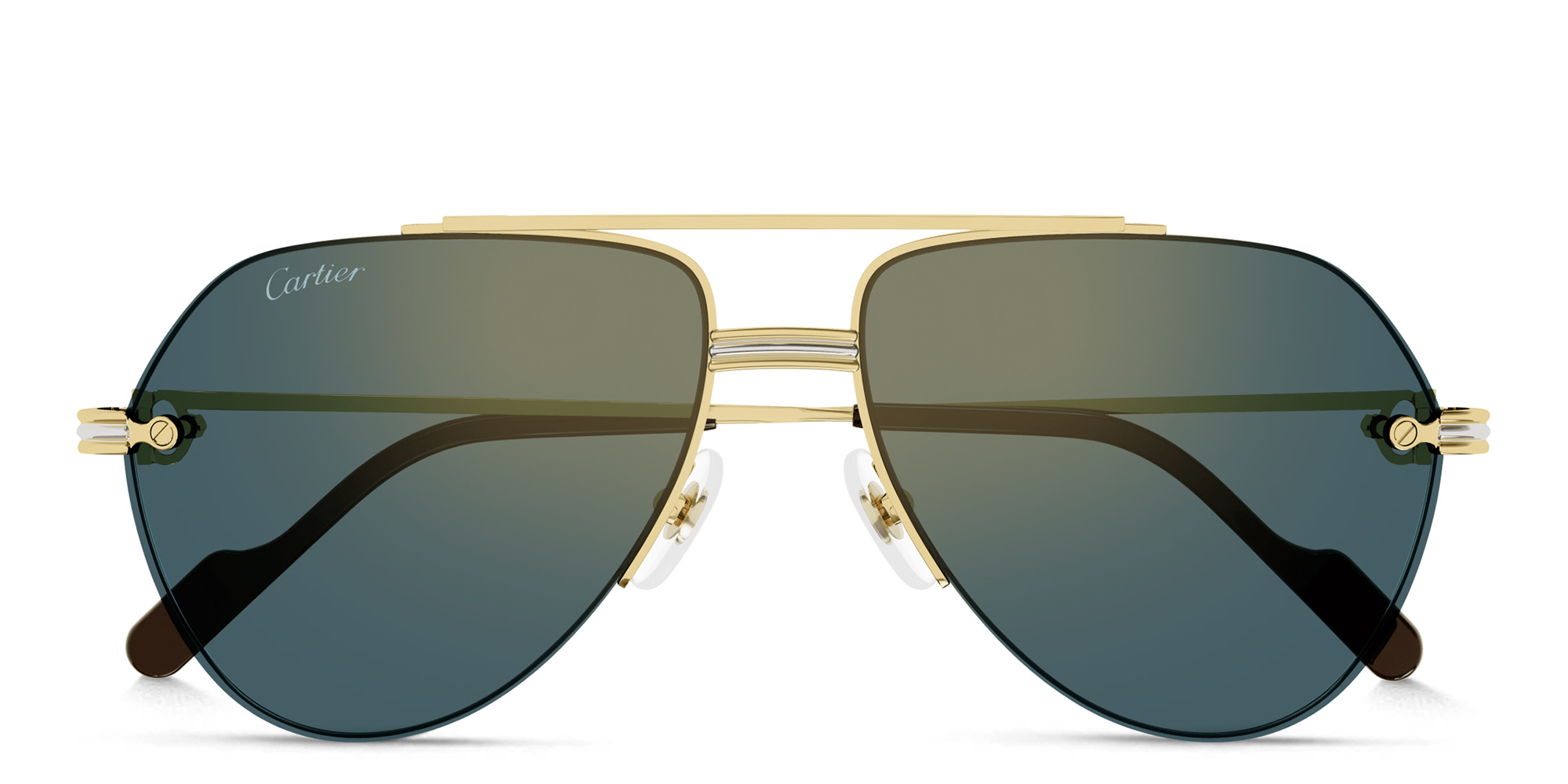 تسوق نظارات شمسية بروميير دو كارتييه طراز بايلوت بنصف إطار كارتييه بلون ذهبي أونلاين.