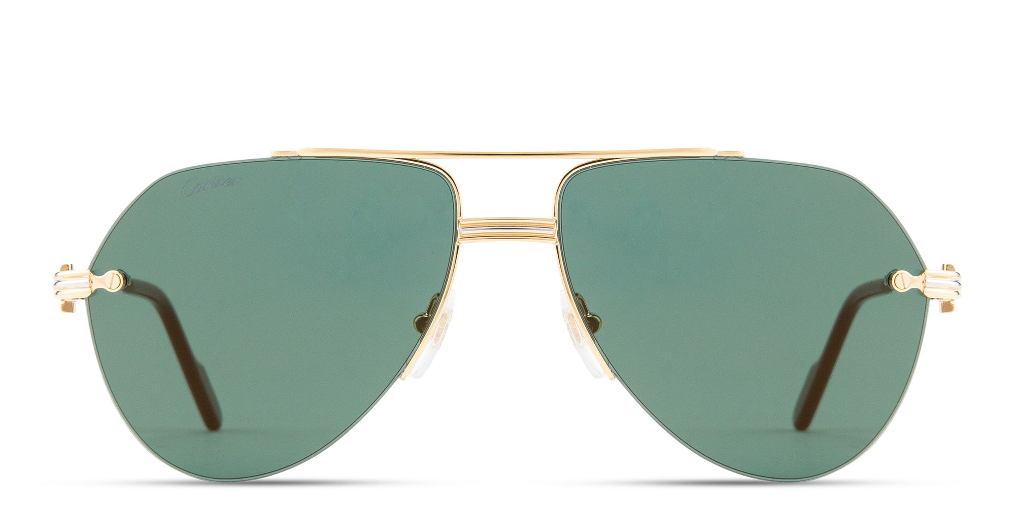 Shop Cartier Première de Cartier Half-Rim Pilot Sunglasses in Gold online.