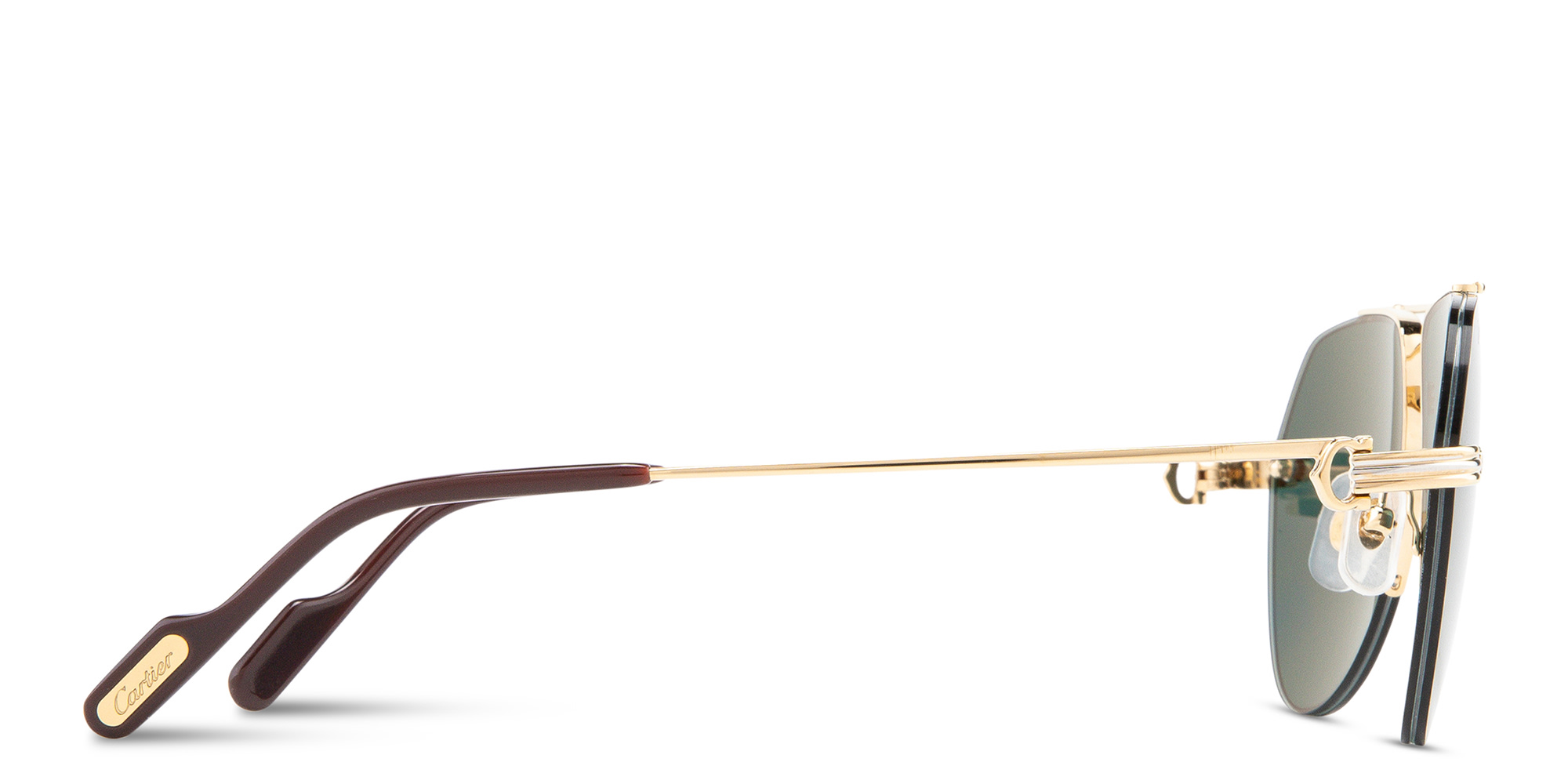 Shop Cartier Première de Cartier Half-Rim Pilot Sunglasses in Gold online.