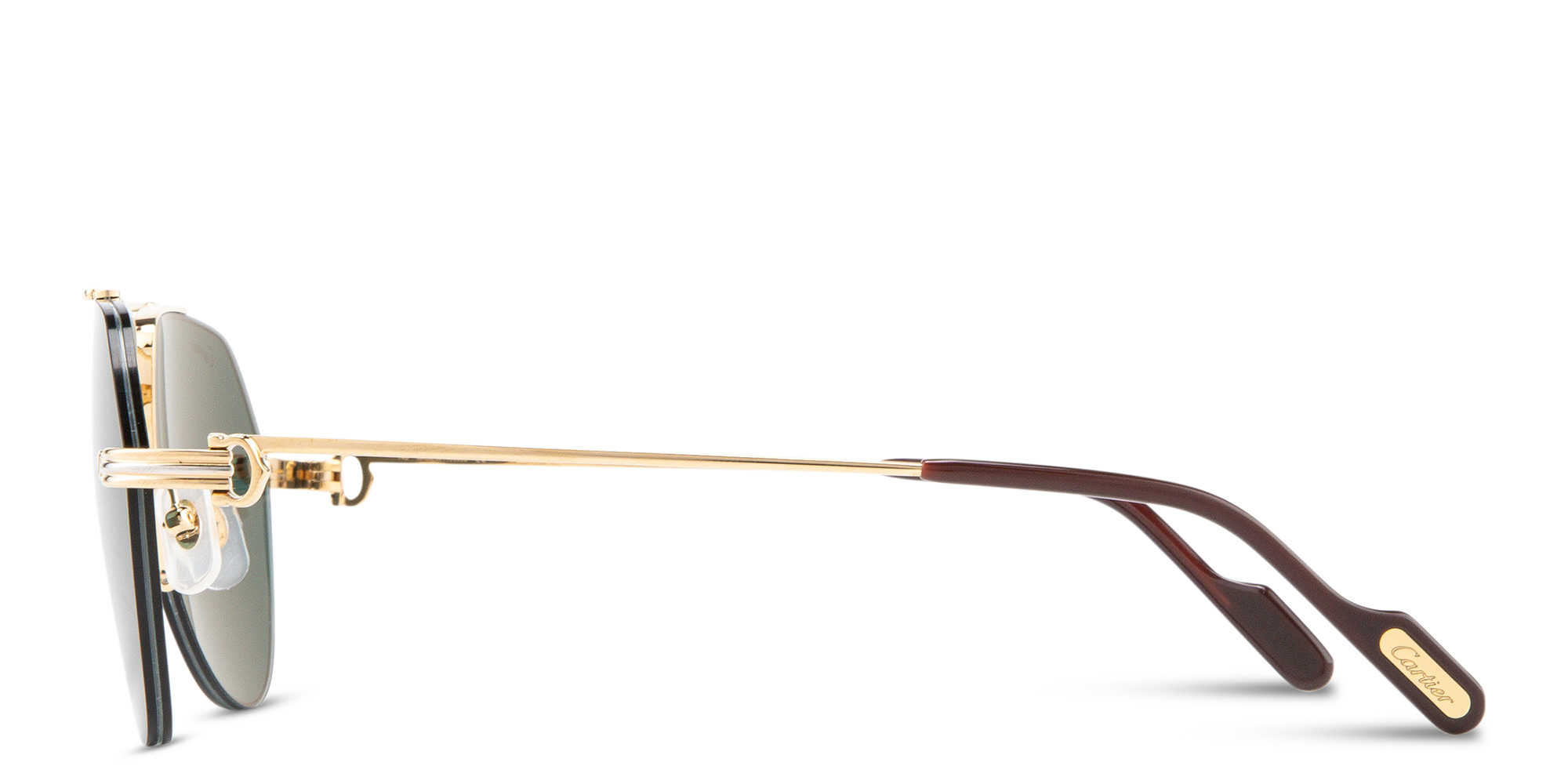 Shop Cartier Première de Cartier Half-Rim Pilot Sunglasses in Gold online.