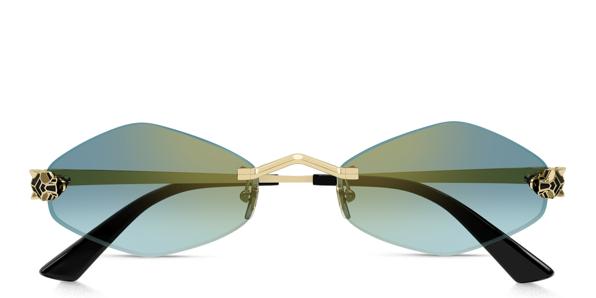 تسوق نظارات شمسية بانثير دو كارتييه غير منتظمة بدون إطار كارتييه بلون ذهبي أونلاين.