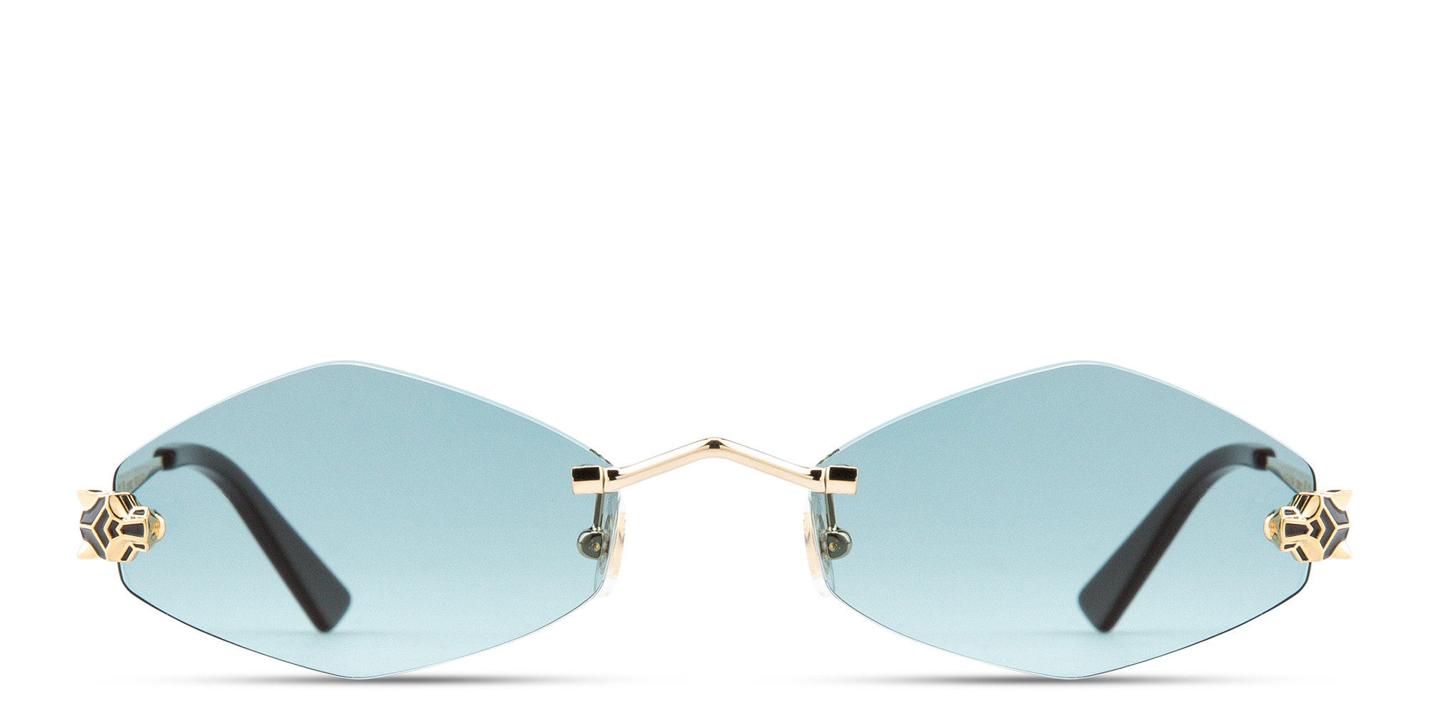 Shop Cartier Panthère de Cartier Rimless Irregular Sunglasses in Gold online.