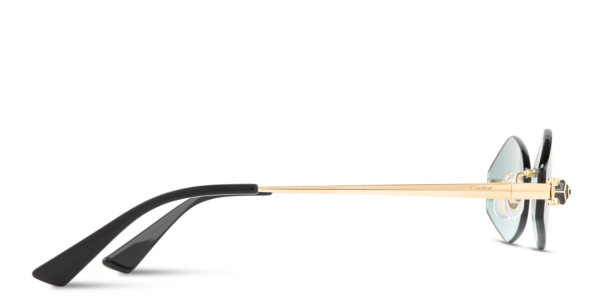 Shop Cartier Panthère de Cartier Rimless Irregular Sunglasses in Gold online.