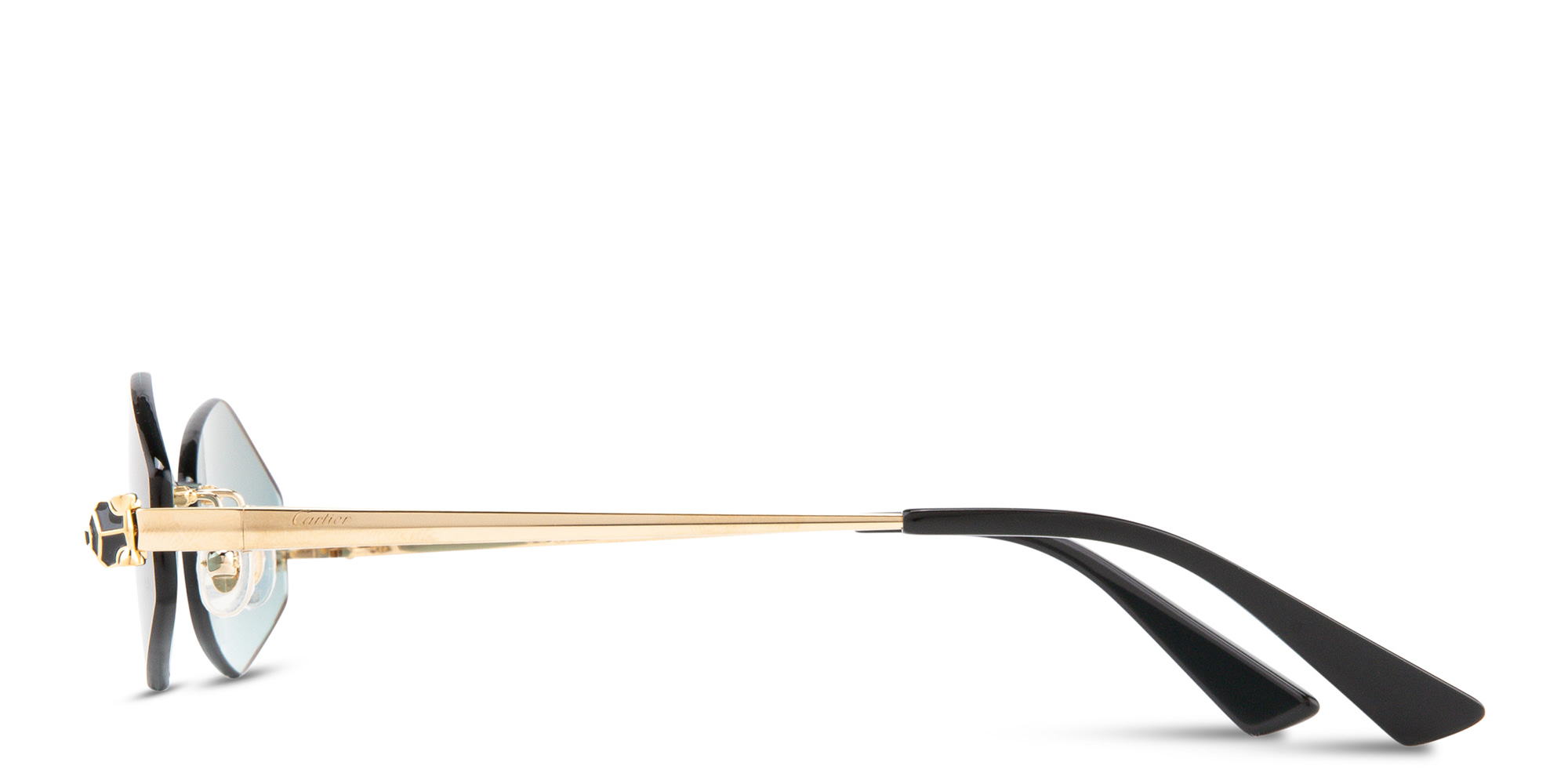 Shop Cartier Panthère de Cartier Rimless Irregular Sunglasses in Gold online.