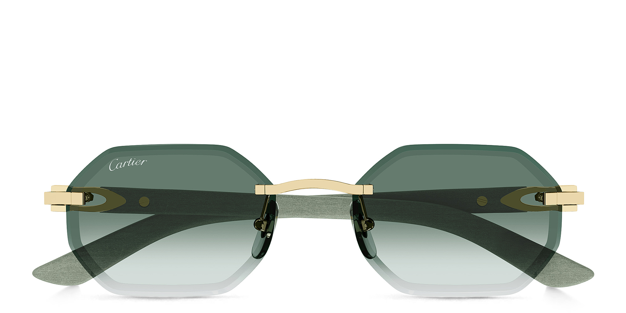 Shop Cartier C'de Cartier Rimless Irregular Sunglasses in Gold online.