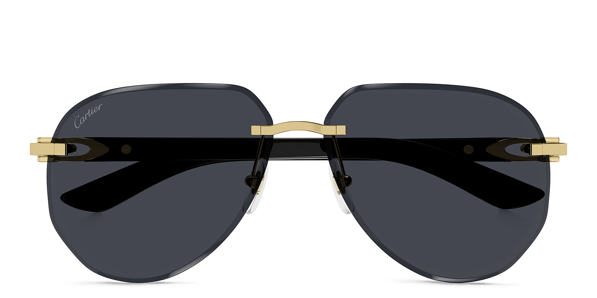 Shop Cartier C'de Cartier Rimless Aviator Sunglasses in Gold online.