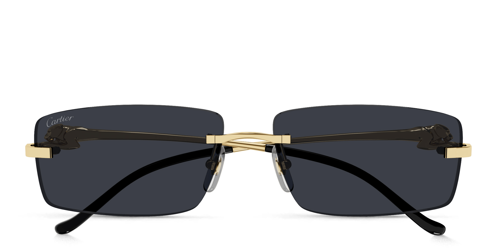 Cartier Panthère de Cartier Unisex Rimless Rectangle Sunglasses in Gold – Product Photo 1