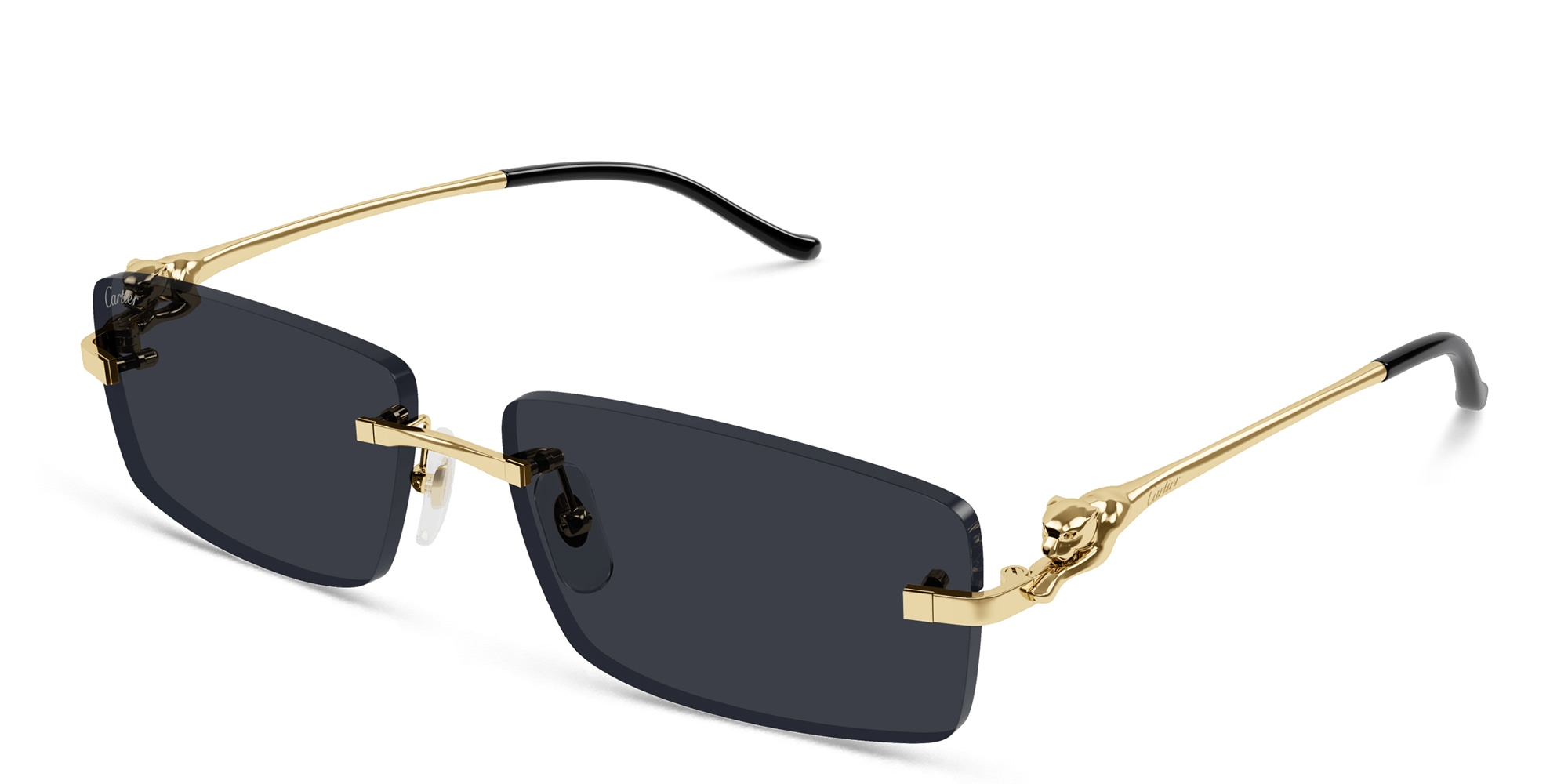 Cartier Panthère de Cartier Unisex Rimless Rectangle Sunglasses in Gold – Product Photo 2