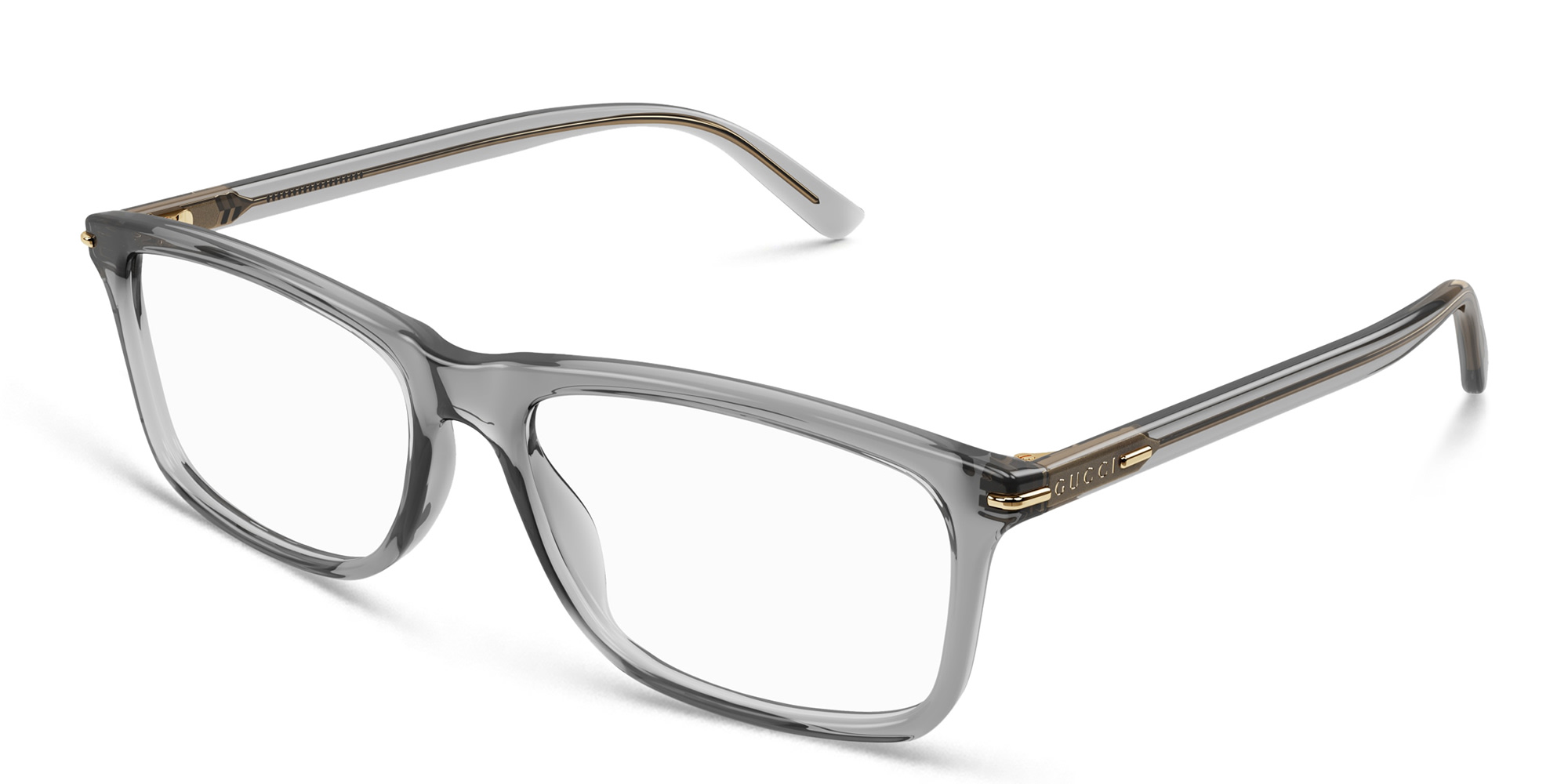Shop GUCCI Wide Rectangle Eyeglasses in Grey online.