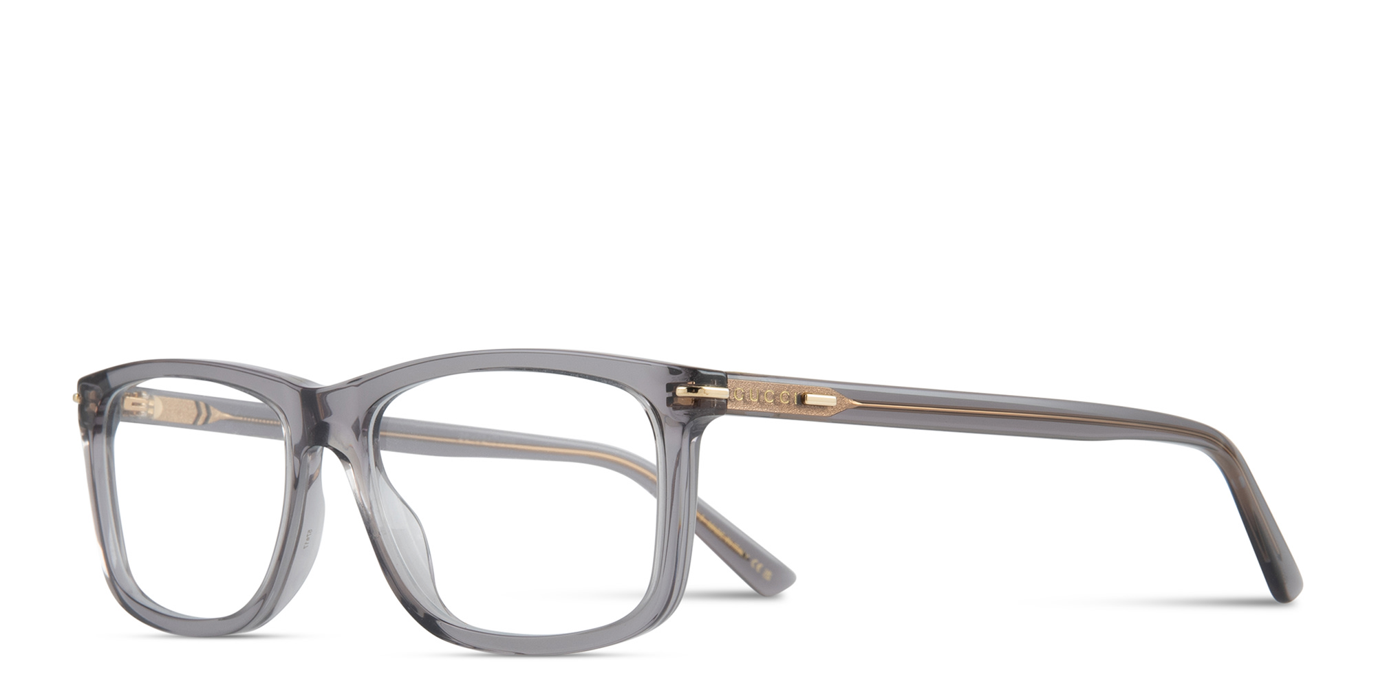 Shop GUCCI Wide Rectangle Eyeglasses in Grey online.