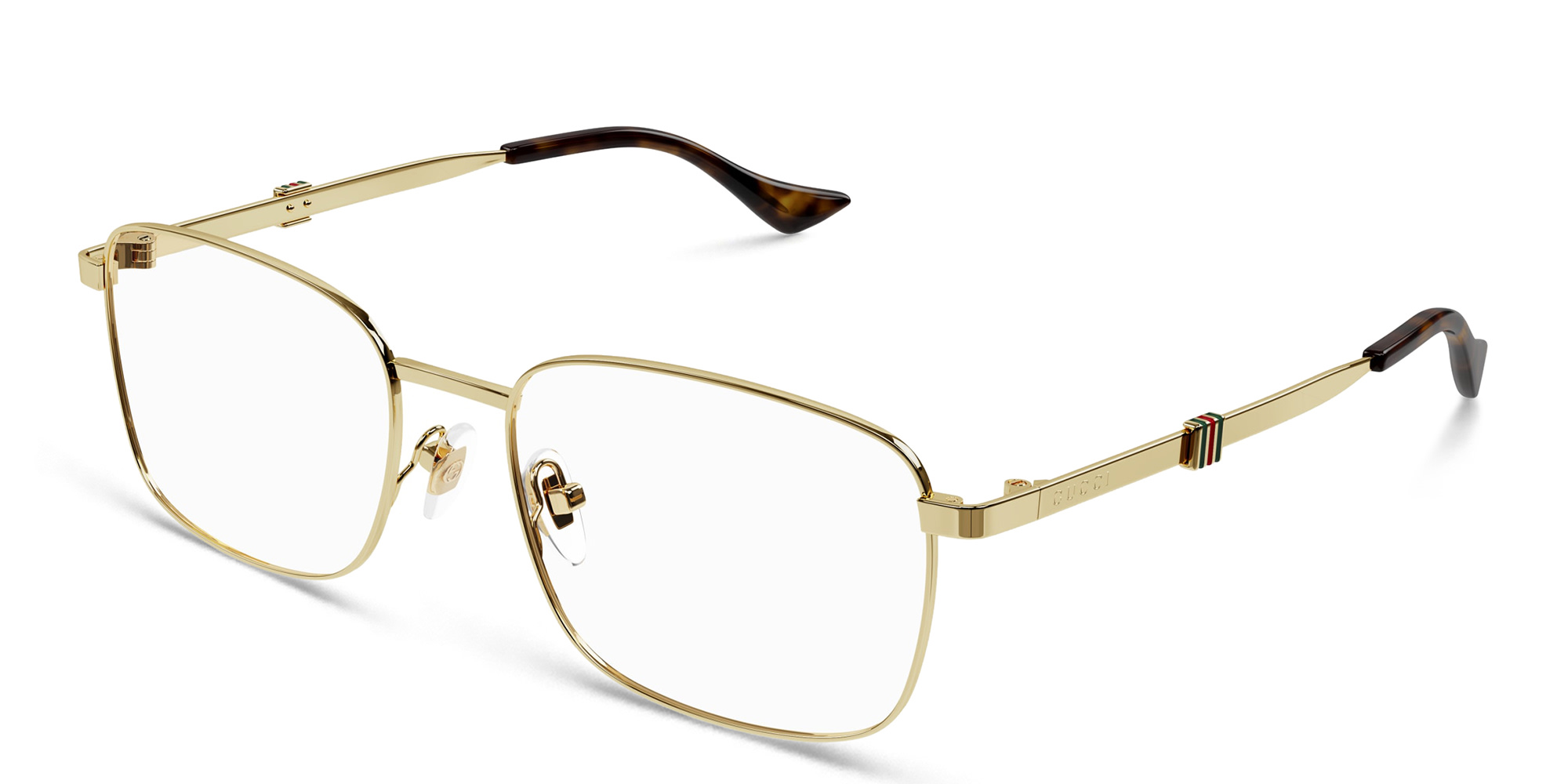 GUCCI Wide Rectangle Eyeglasses in Gold – Product Photo 1