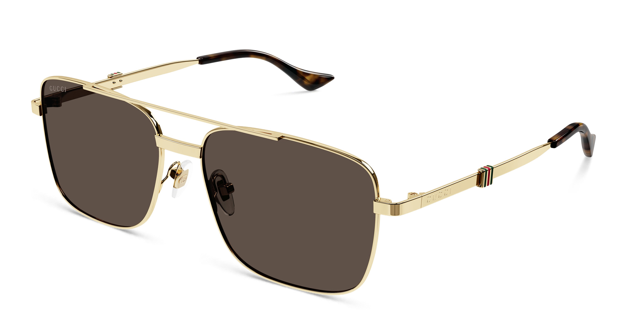 Shop GUCCI Square Sunglasses in Gold online.