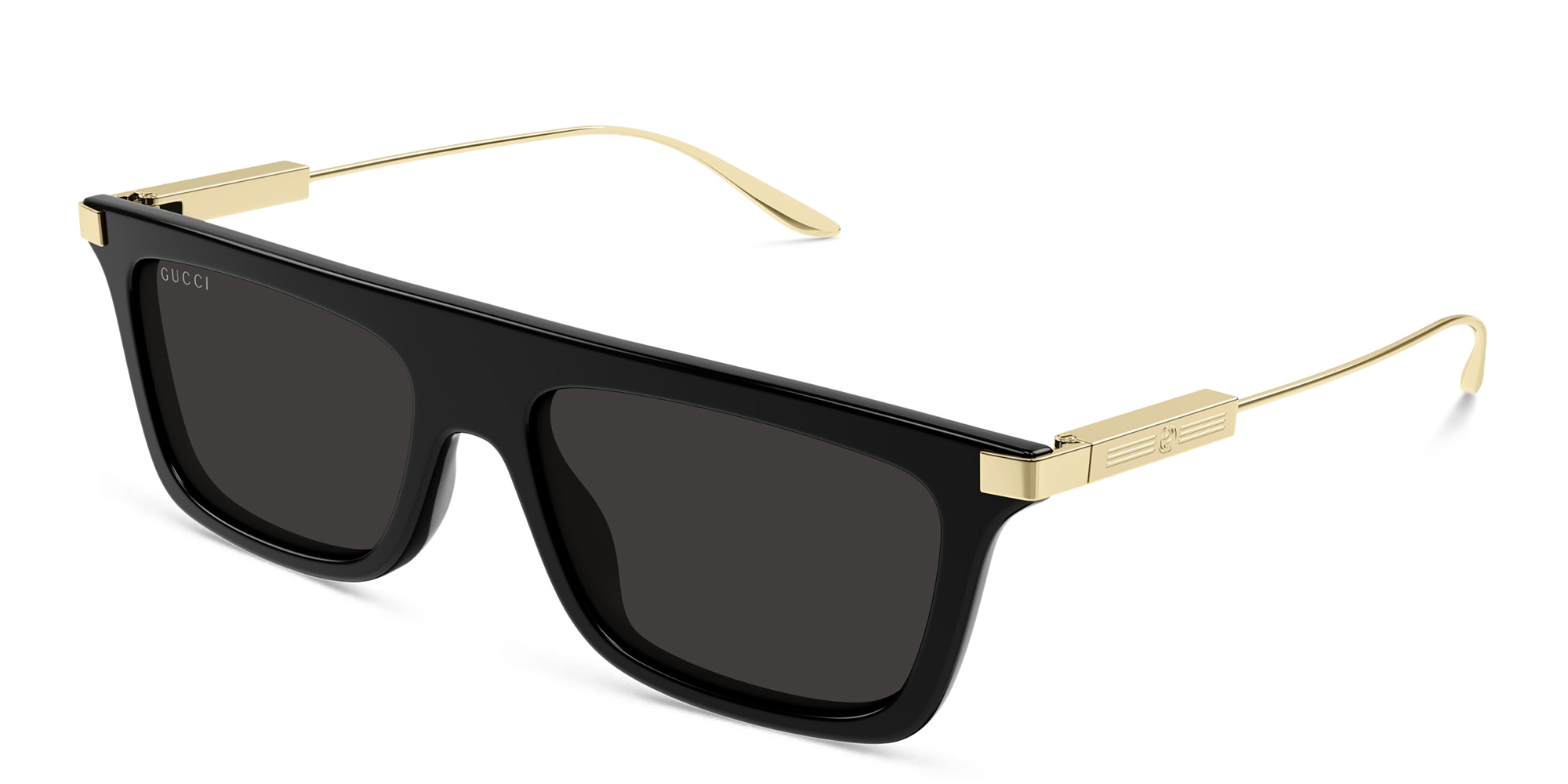 Shop GUCCI Rectangle Sunglasses in Black online.