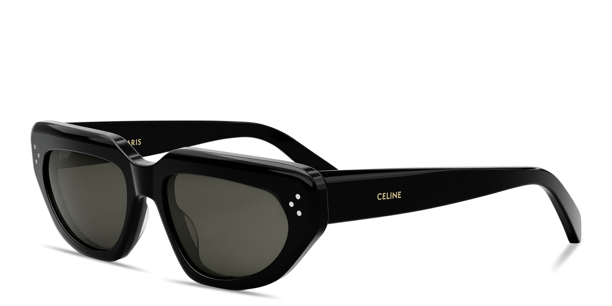 تسوق نظارات شمسية طراز كات آي مزيّنة بثلاث نقاط سيلين بلون أسود أونلاين.