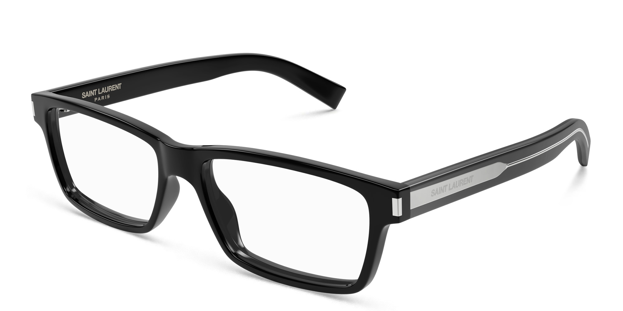 SAINT LAURENT Wide Rectangle Eyeglasses in Black – Product Photo 1