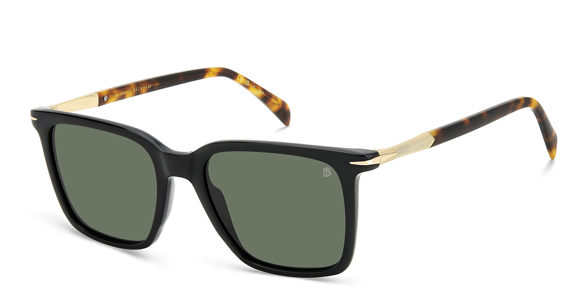 Shop DAVID BECKHAM Rectangle Sunglasses in Black Havana online.