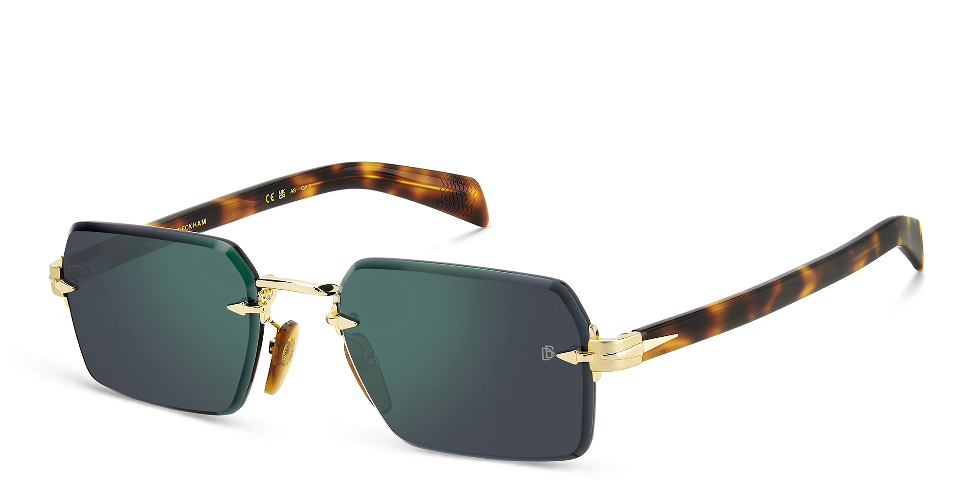 Shop DAVID BECKHAM Irregular Sunglasses in Gold Havana online.