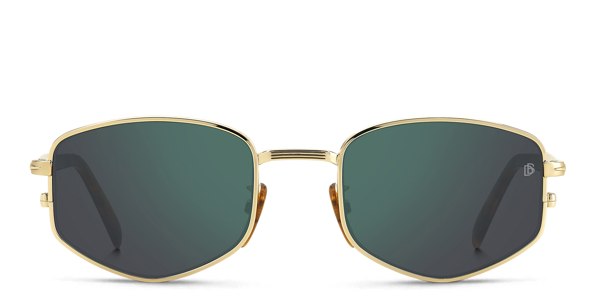 Shop DAVID BECKHAM Irregular Sunglasses in Gold Honey Havana online.