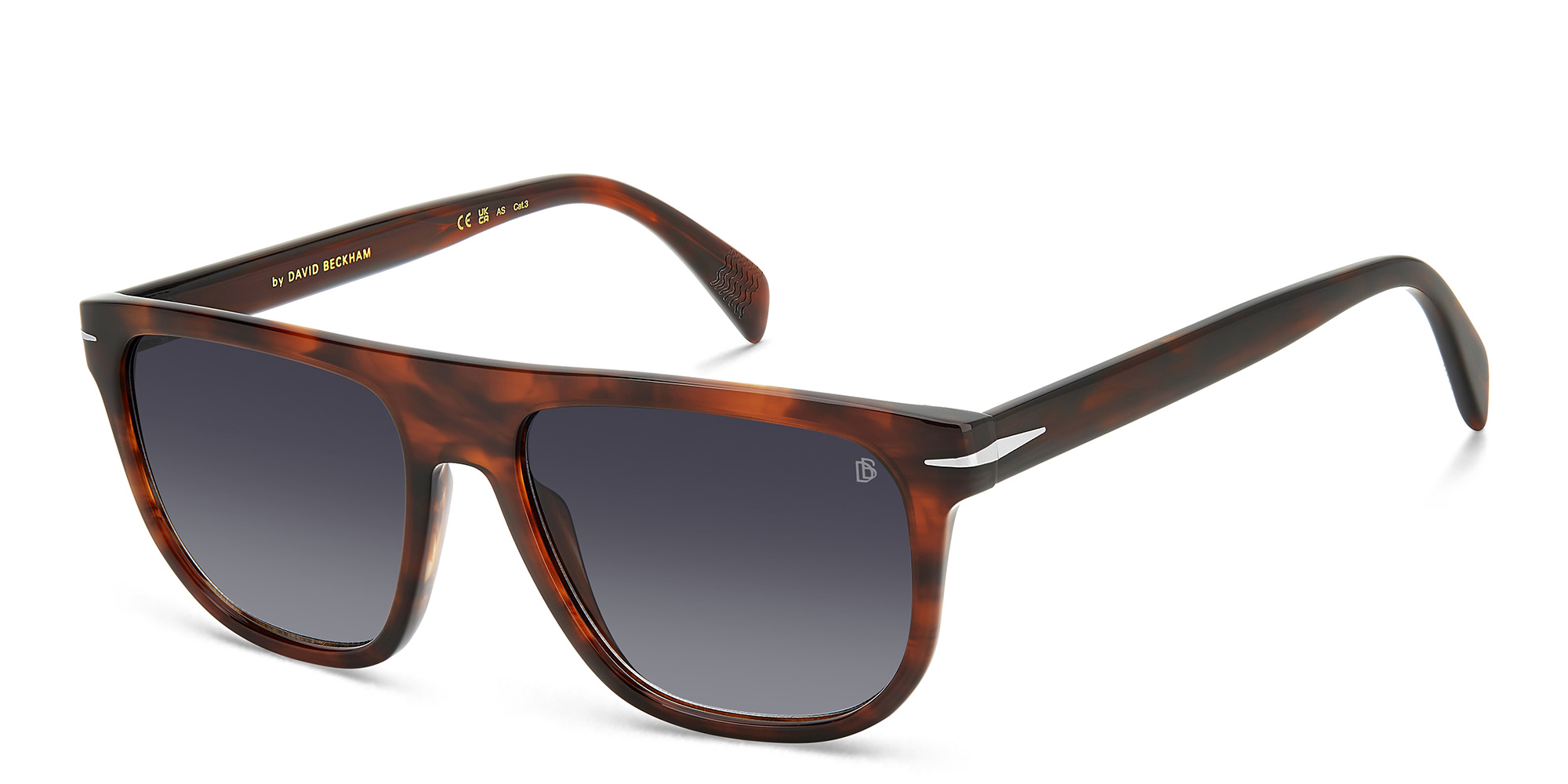 Shop DAVID BECKHAM Square Sunglasses in Brown Horn online.