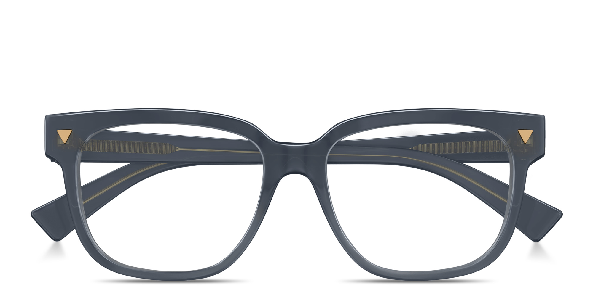 Shop BOTTEGA VENETA Triangle Stud Square Eyeglasses in Grey online.