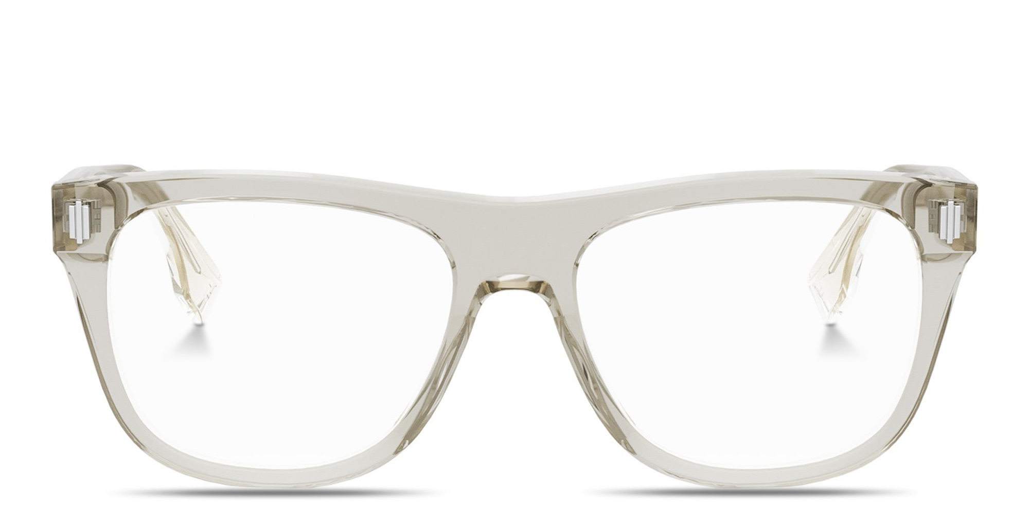 Shop FENDI Fendi First Brown Square Eyeglasses in Transparent Beige online.