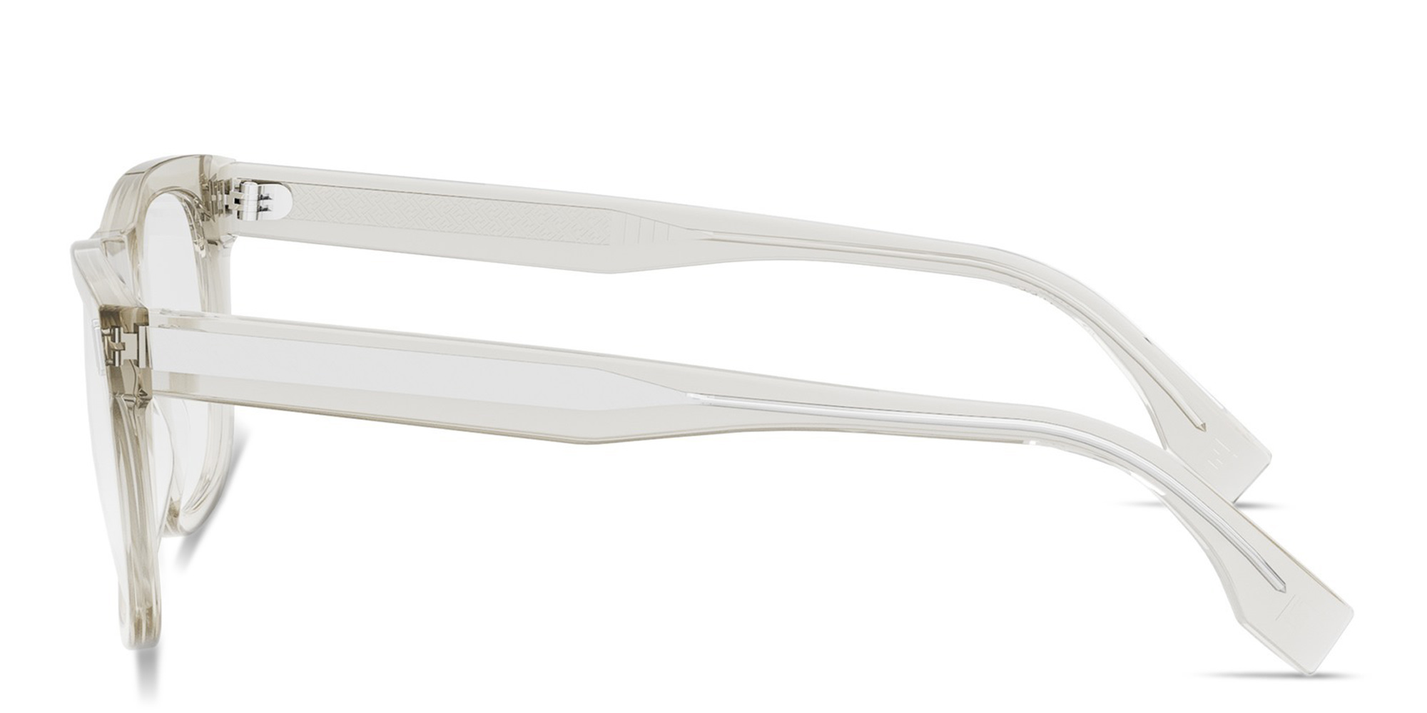 Shop FENDI Fendi First Brown Square Eyeglasses in Transparent Beige online.