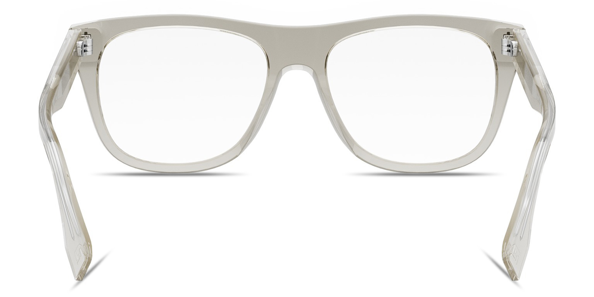 Shop FENDI Fendi First Brown Square Eyeglasses in Transparent Beige online.