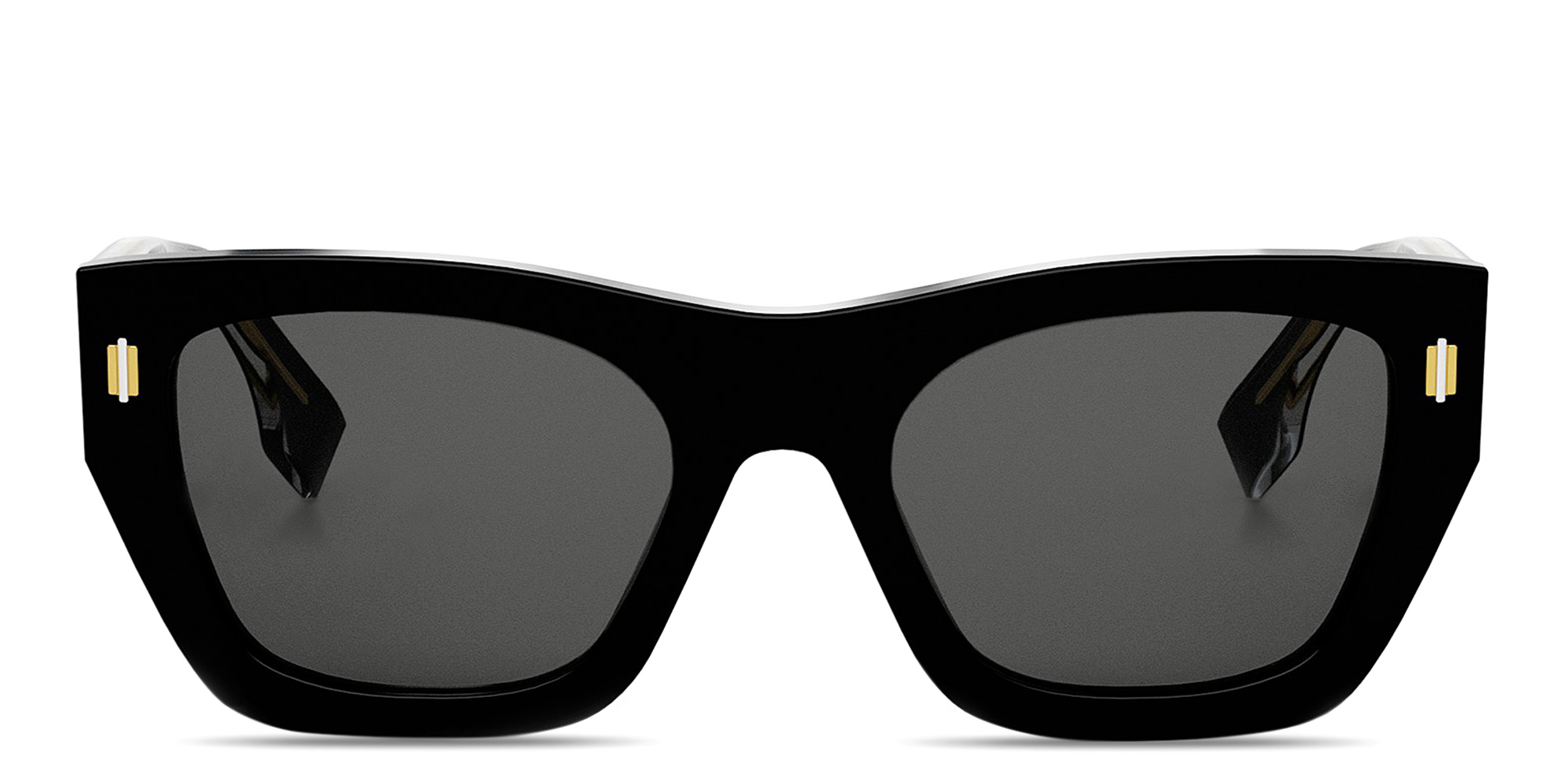 Shop FENDI Fendi Roma Black Rectangular Sunglasses in Black online.