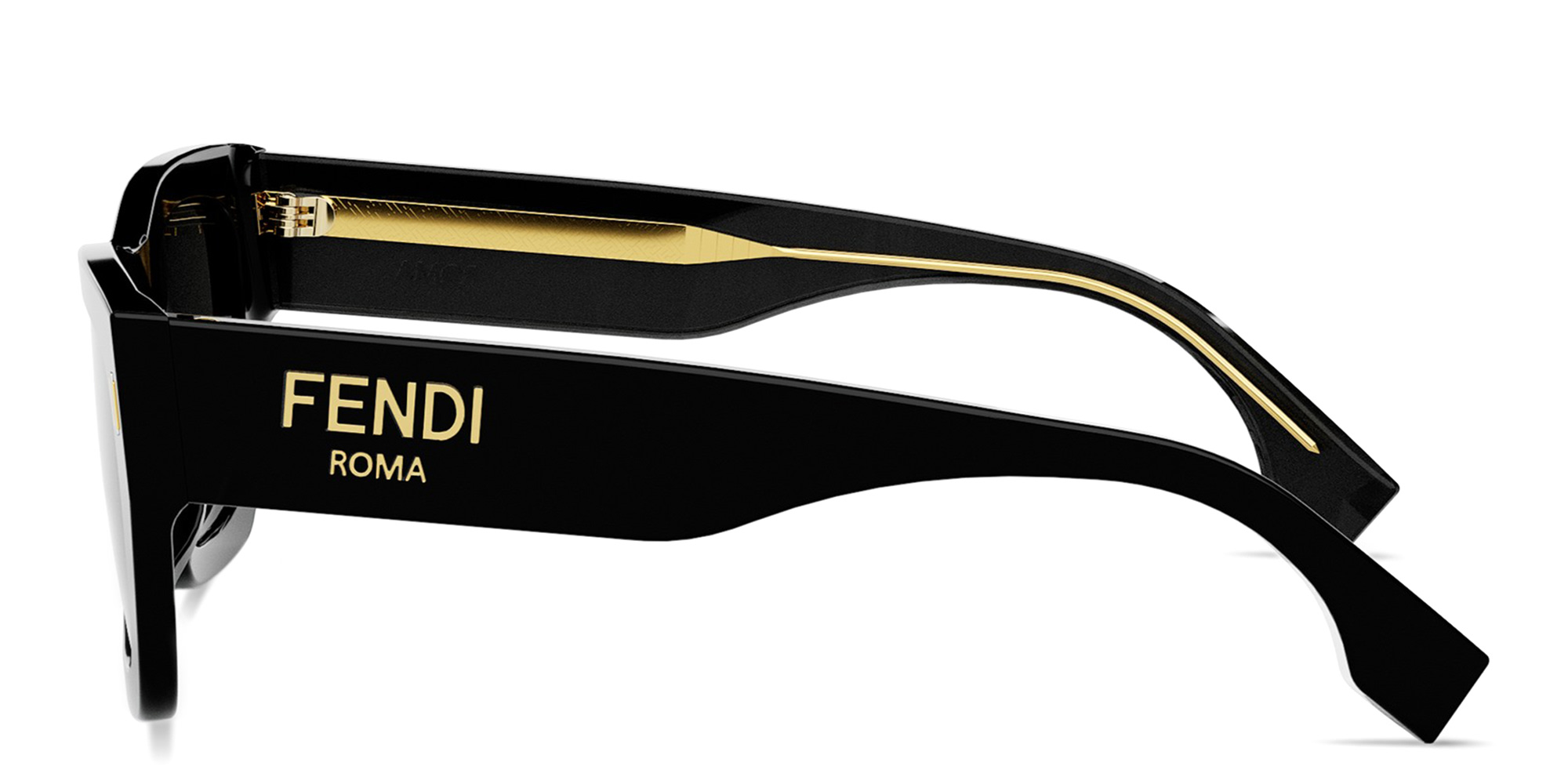 Shop FENDI Fendi Roma Black Rectangular Sunglasses in Black online.