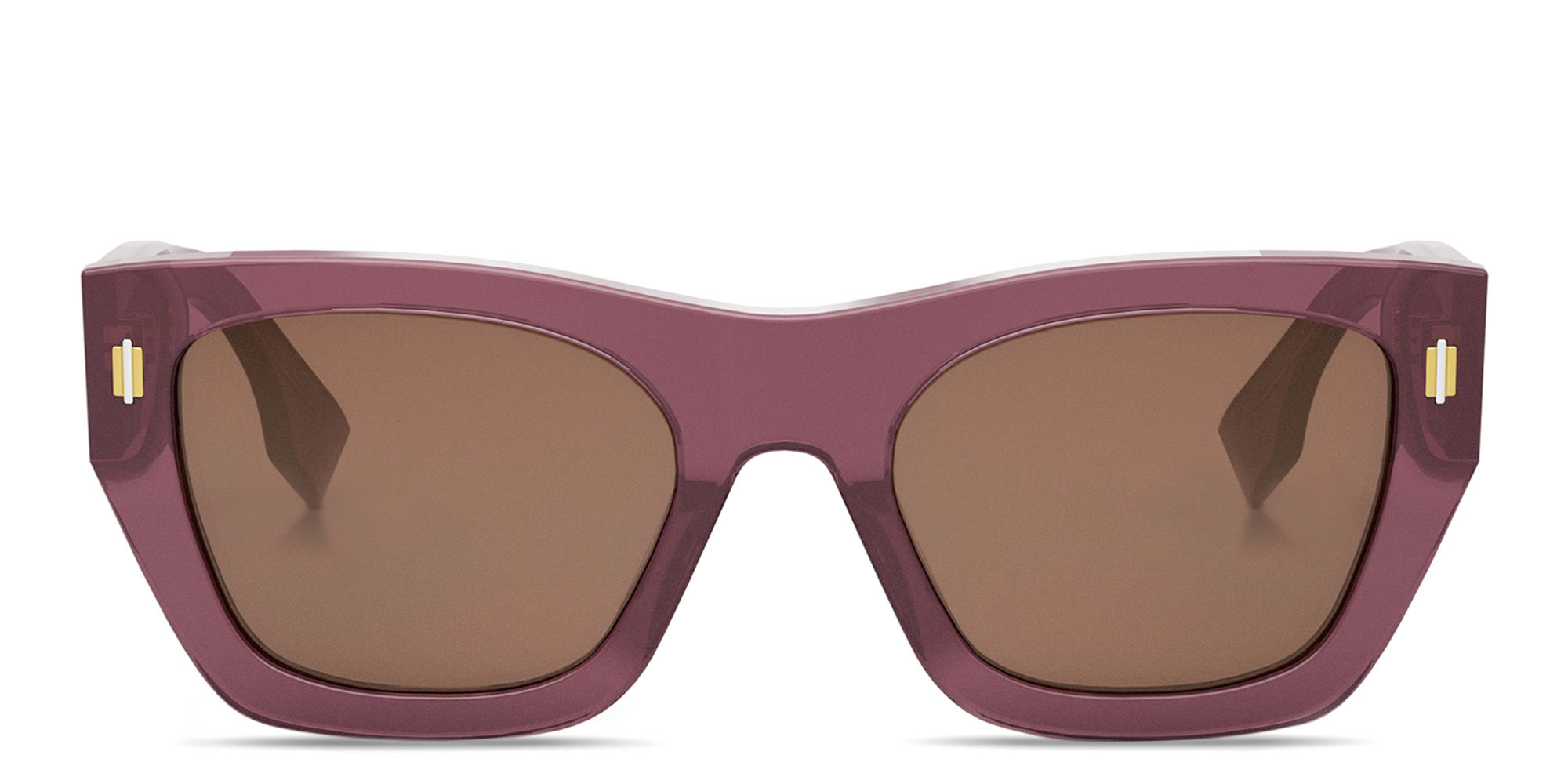 Shop FENDI Fendi Roma Violet Rectangular Sunglasses in Transparent Purple online.