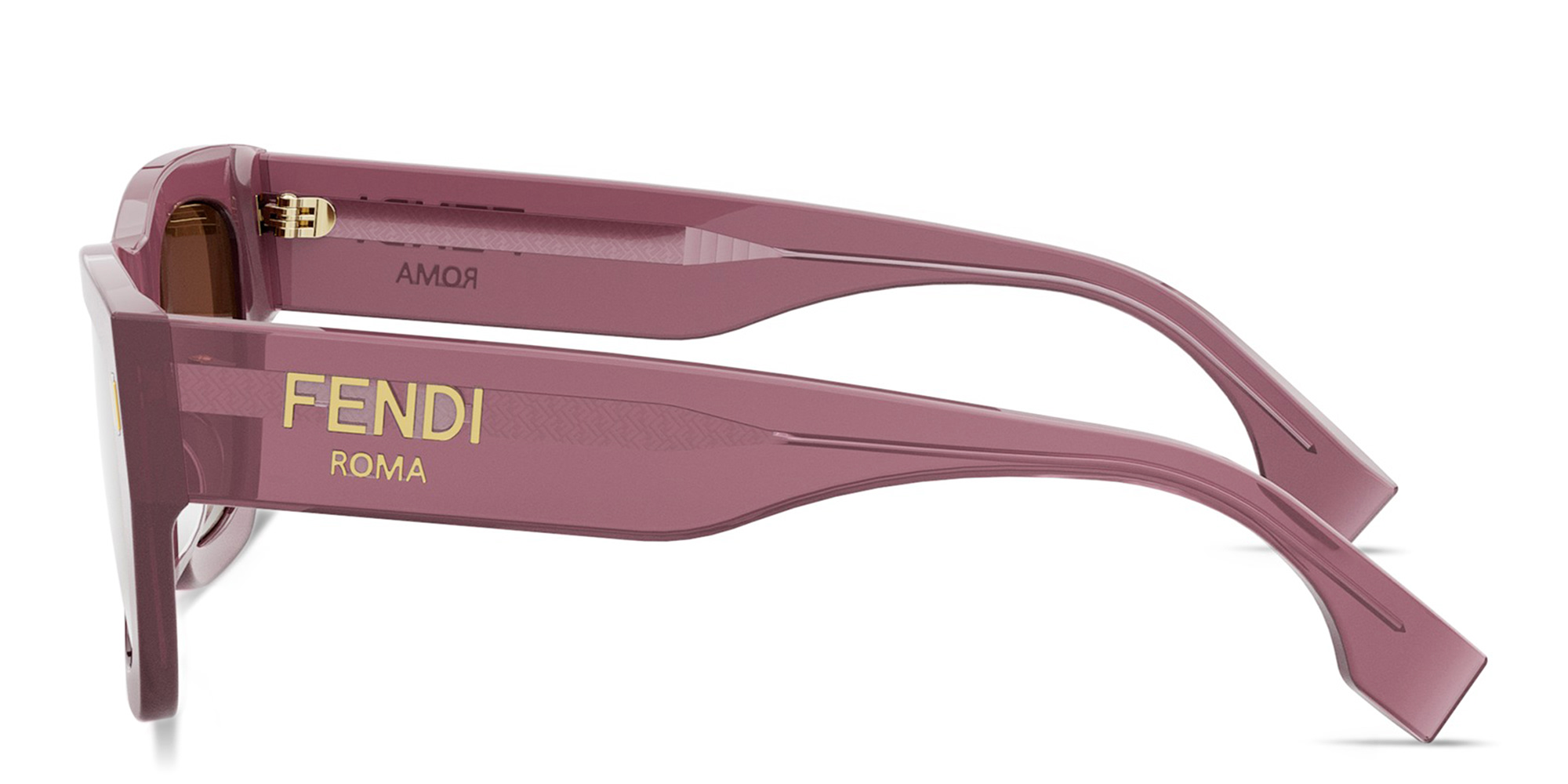 Shop FENDI Fendi Roma Violet Rectangular Sunglasses in Transparent Purple online.