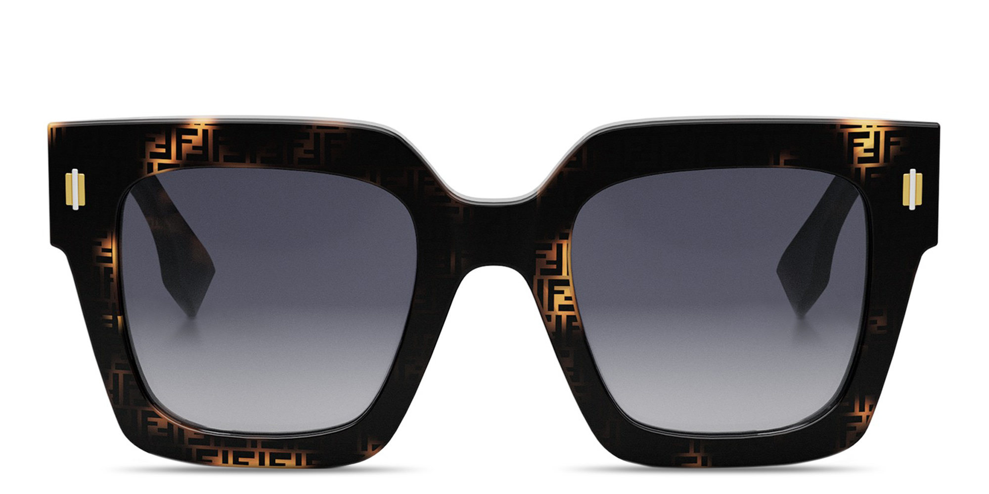 FENDI Fendi Roma Havana Square Sunglasses in Black and classic FF Havana – Product Photo 1