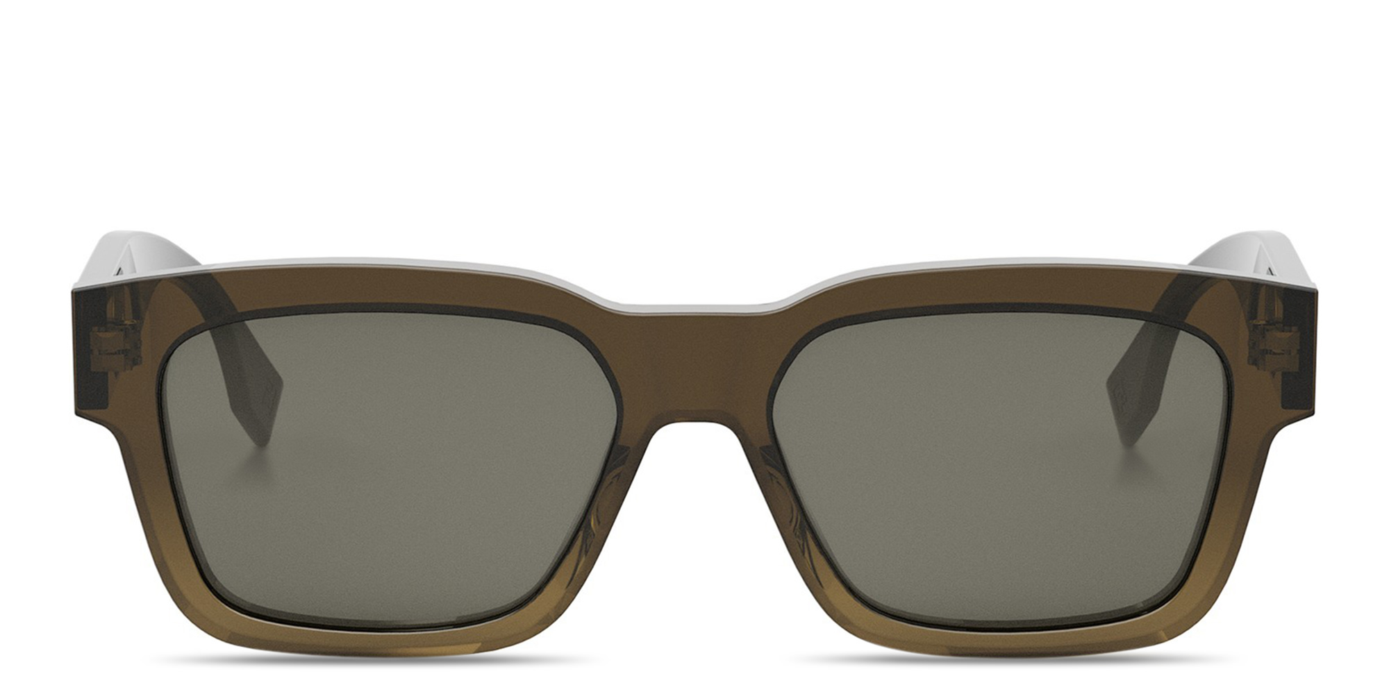 Shop FENDI O'Lock Brown Rectangular Sunglasses in Transparent Gradient Brown online.