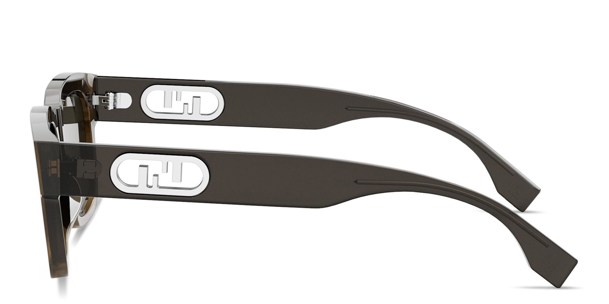 Shop FENDI O'Lock Brown Rectangular Sunglasses in Transparent Gradient Brown online.