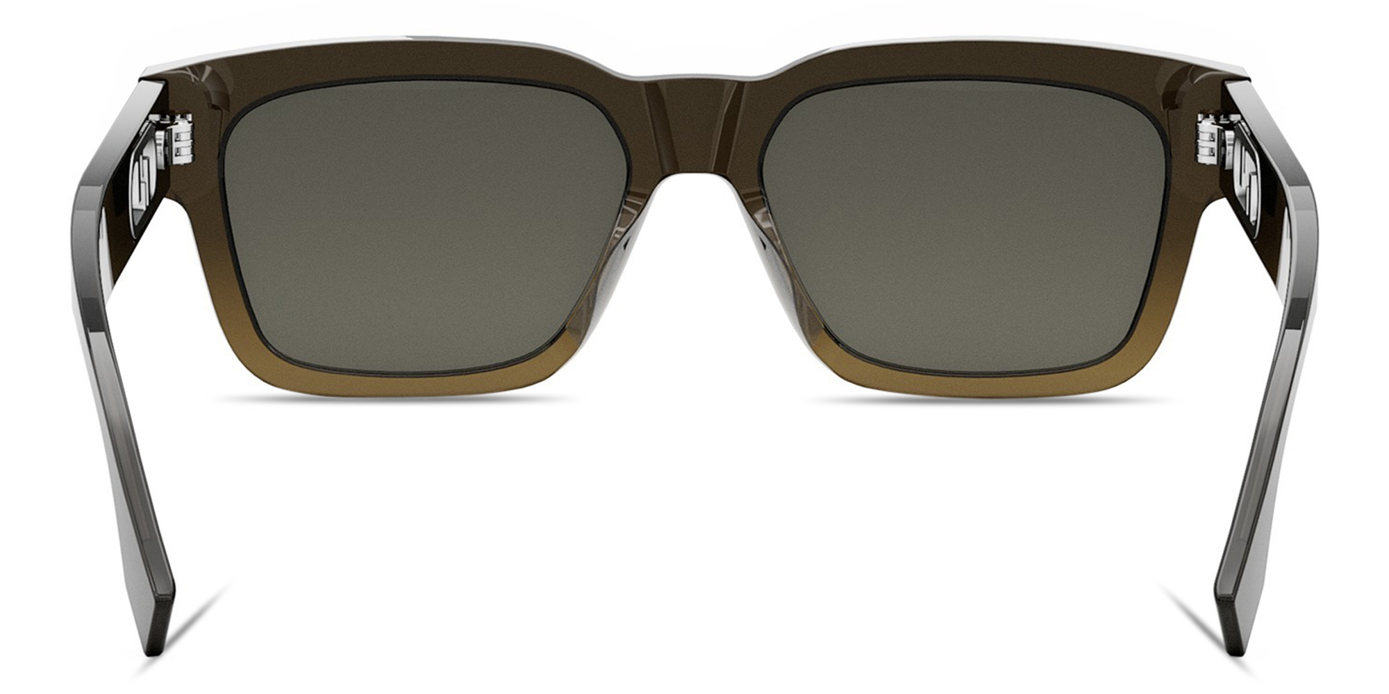 Shop FENDI O'Lock Brown Rectangular Sunglasses in Transparent Gradient Brown online.