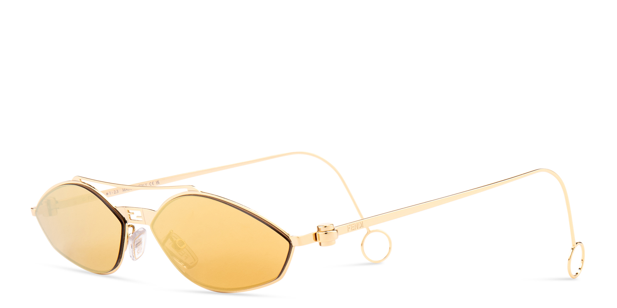 Shop FENDI Baguette Cat-Eye Sunglasses in Gold online.
