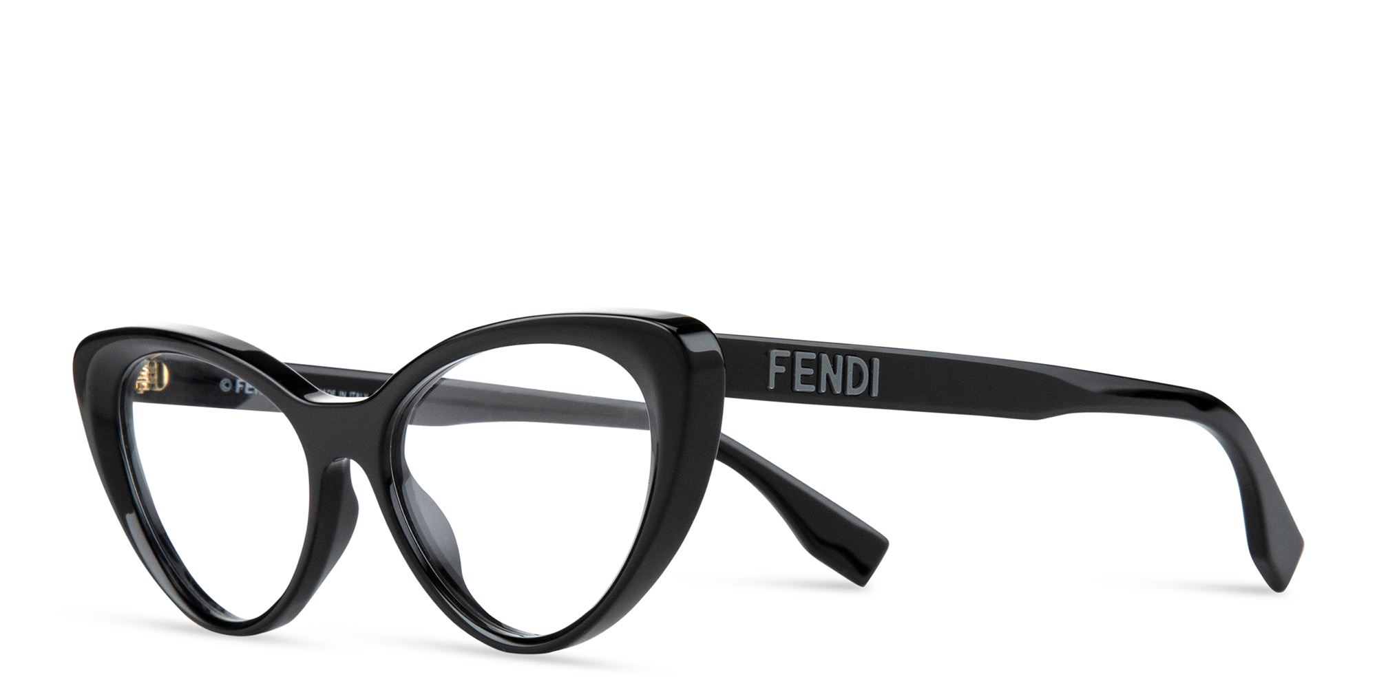 Shop FENDI Lettering Oval Eyeglasses in Black online.