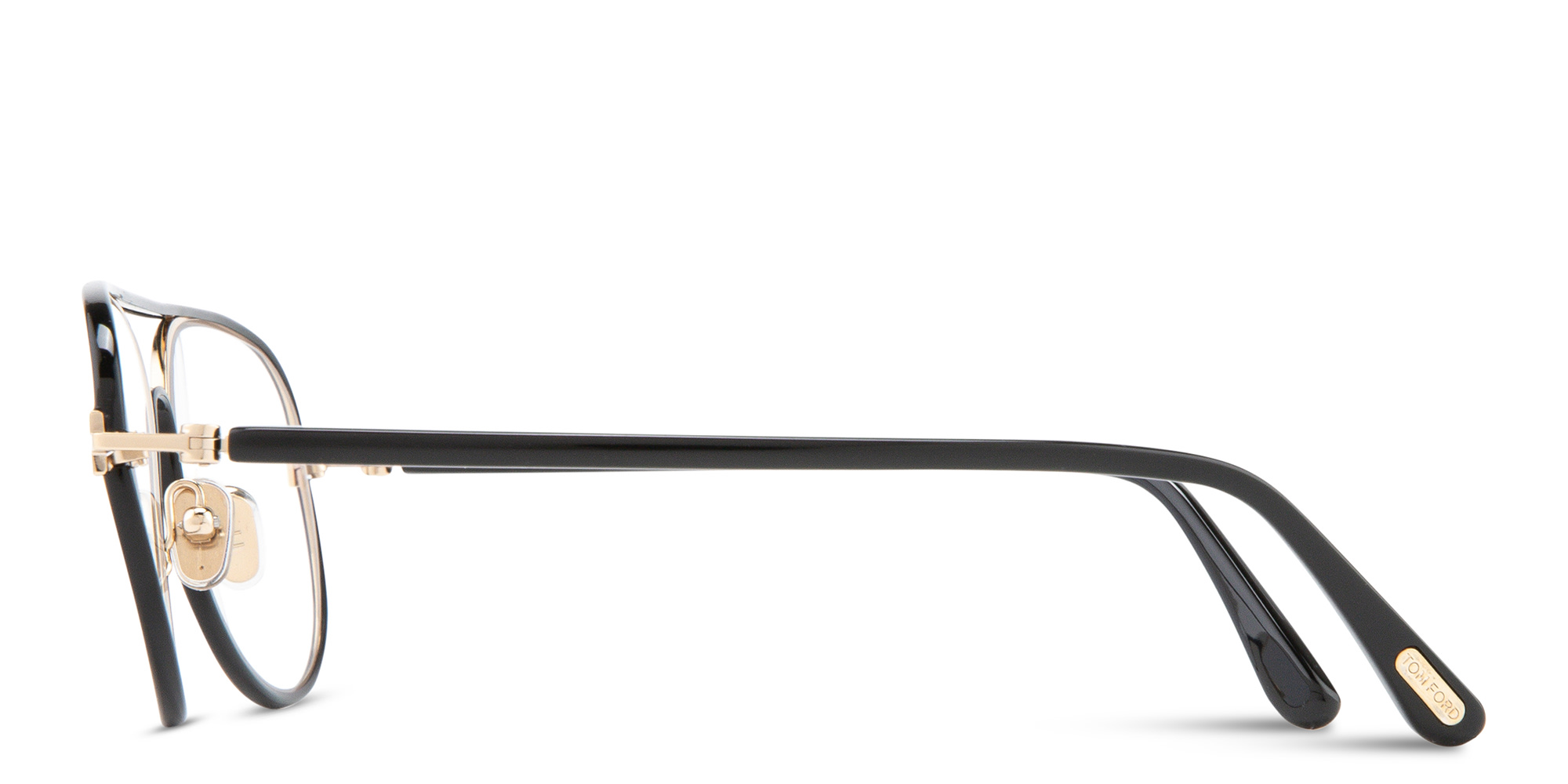 Shop TOM FORD Wide Pilot Eyeglasses in Shiny Black online.