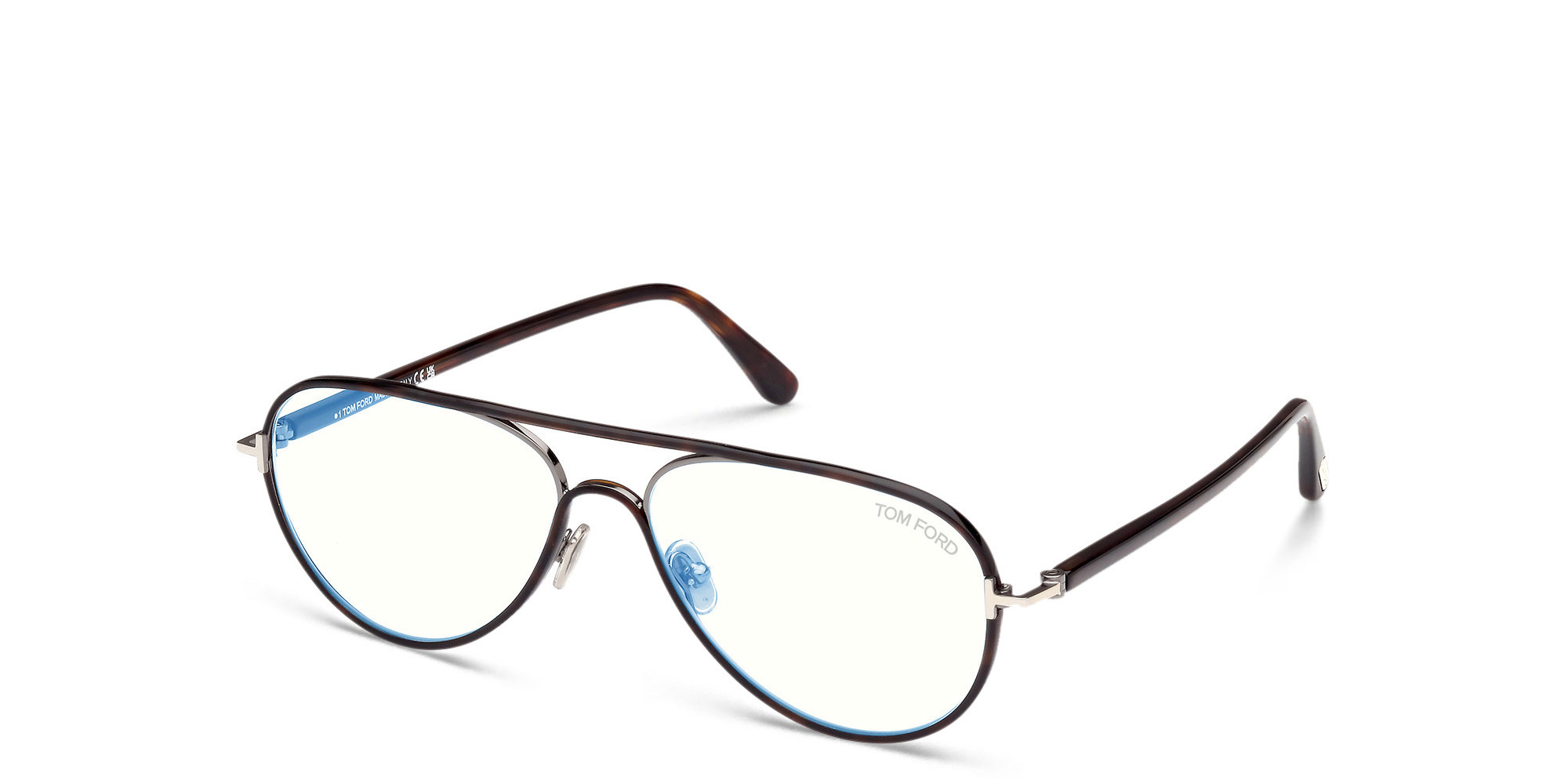 TOM FORD Wide Pilot Eyeglasses in Dark Havana – Product Photo 2