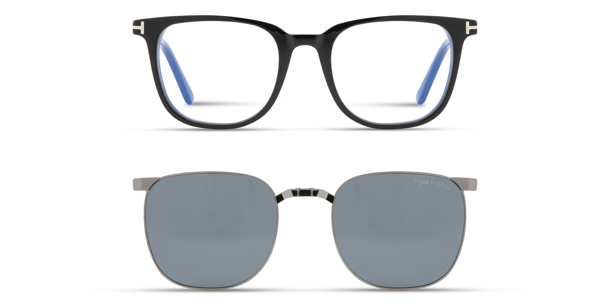 Shop TOM FORD Square Eyeglasses in Shiny Black online.
