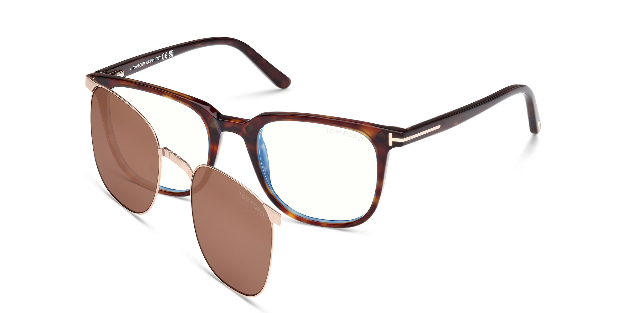 Shop TOM FORD Square Eyeglasses in Dark Havana online.