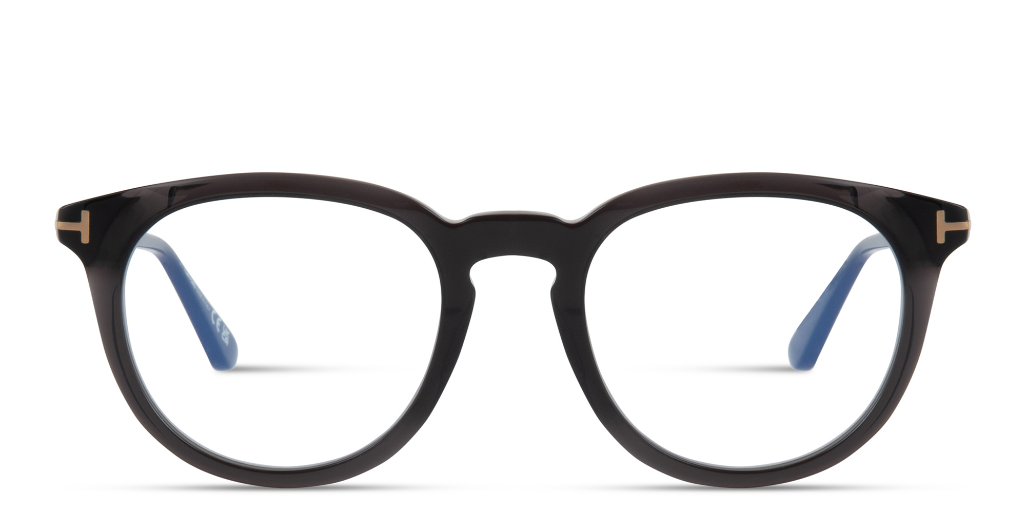 Shop TOM FORD Round Eyeglasses in Shiny Black online.