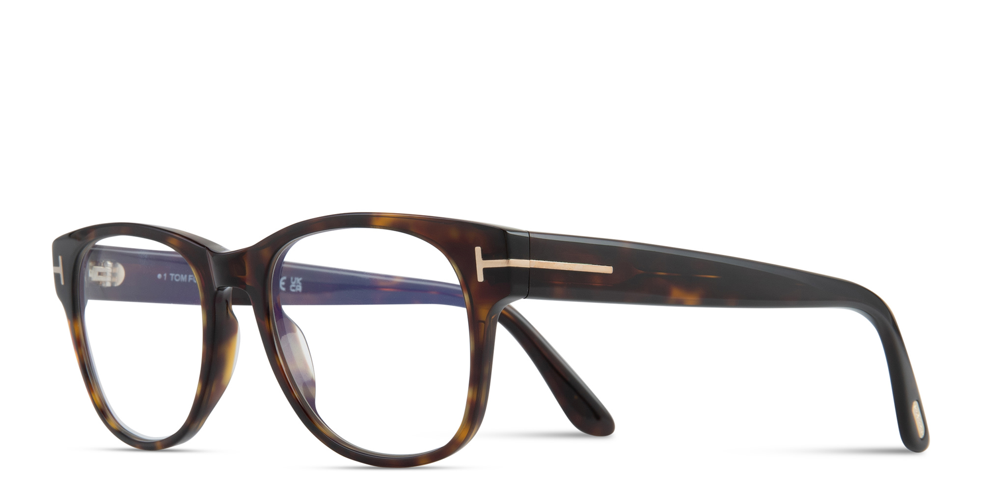 Shop TOM FORD Square Eyeglasses in Dark Havana online.