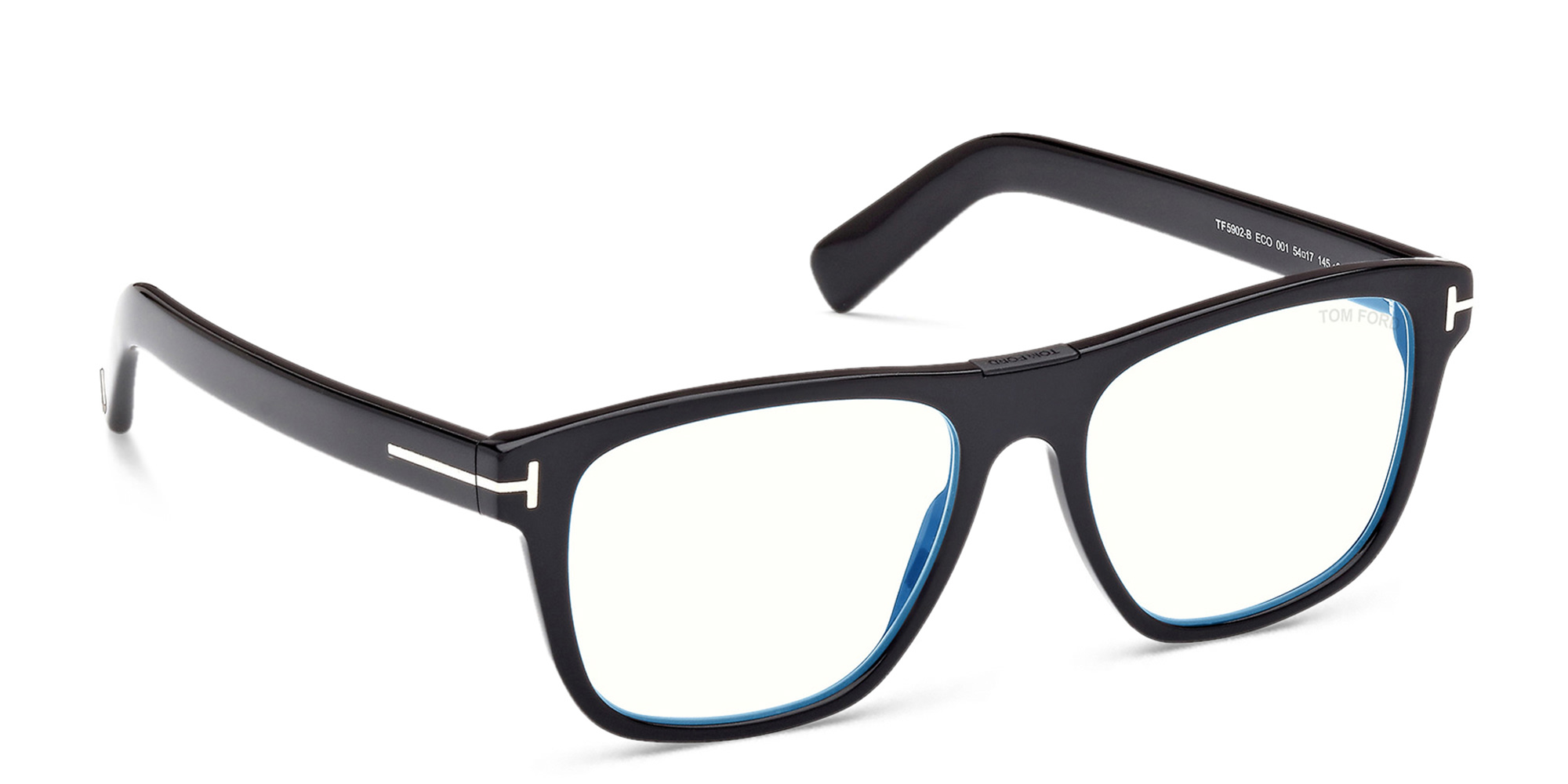 Shop TOM FORD Square Eyeglasses in Shiny Black online.