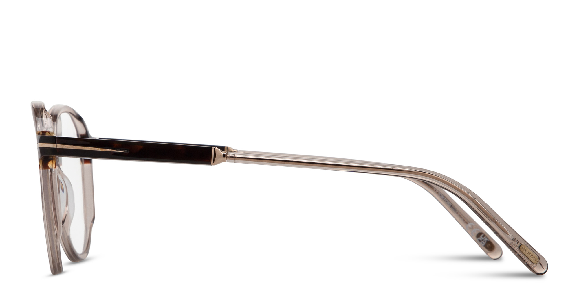 نظارات طبية دائرية من توم فورد بلون بني فاتح لامع - صورة المنتج 4