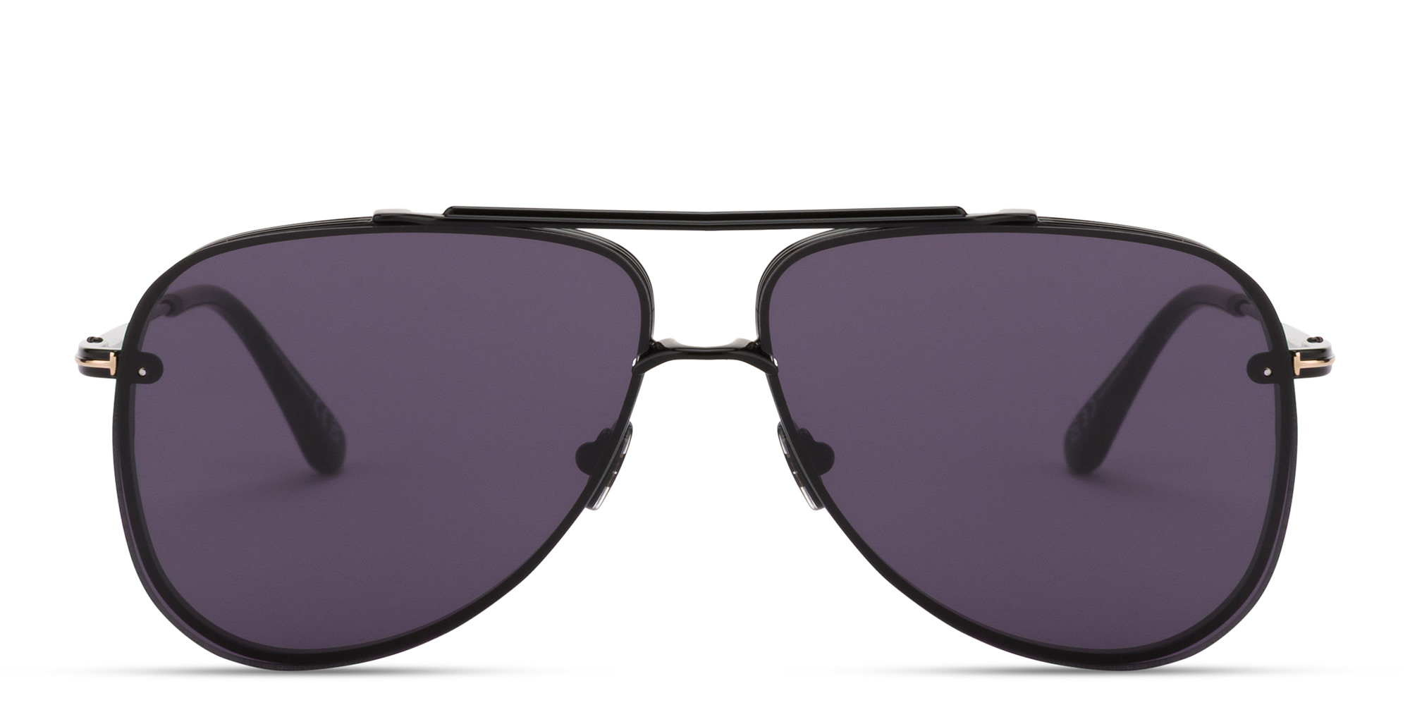 Shop TOM FORD Leon Pilot Sunglasses in Shiny Black online.